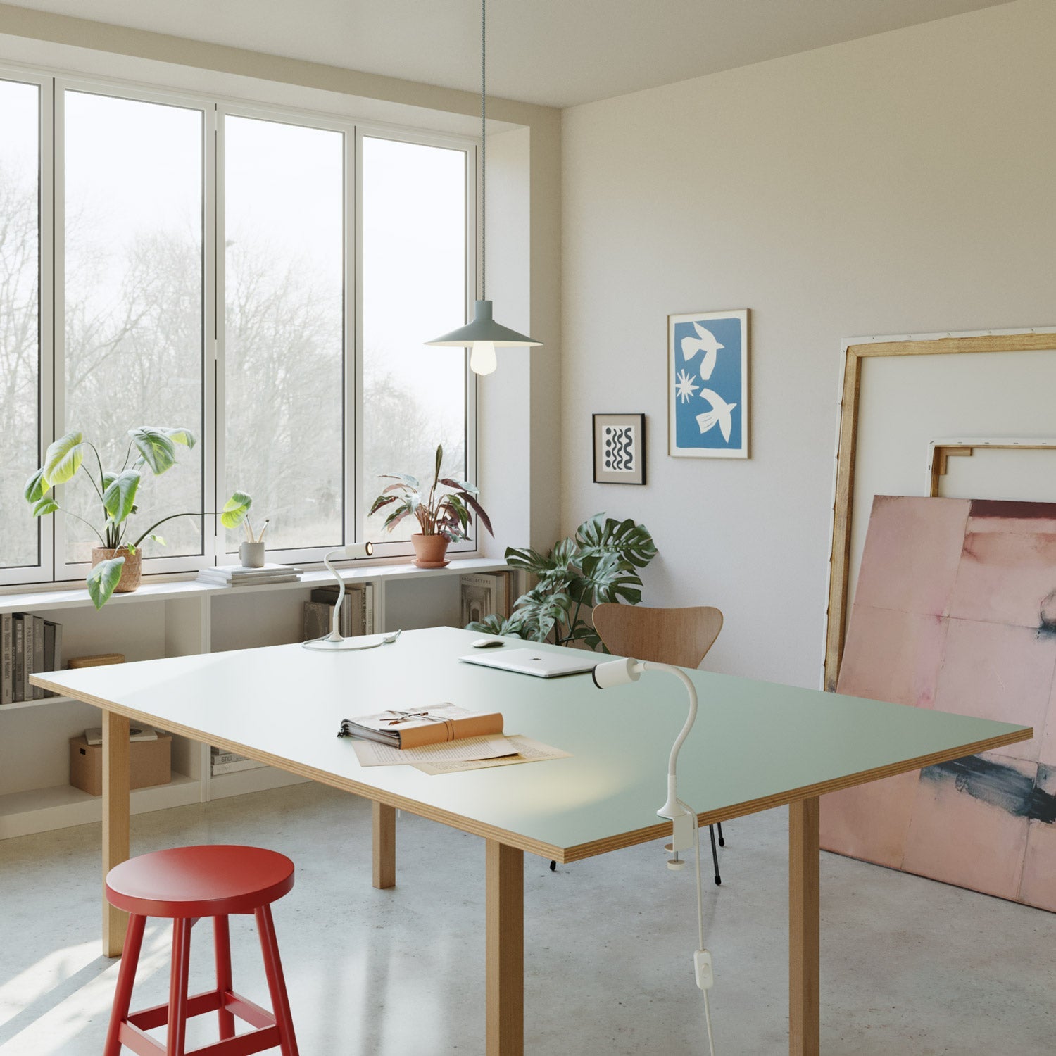 Faretto snodabile MAG-Y con pinza e spina UK - Bianco opaco