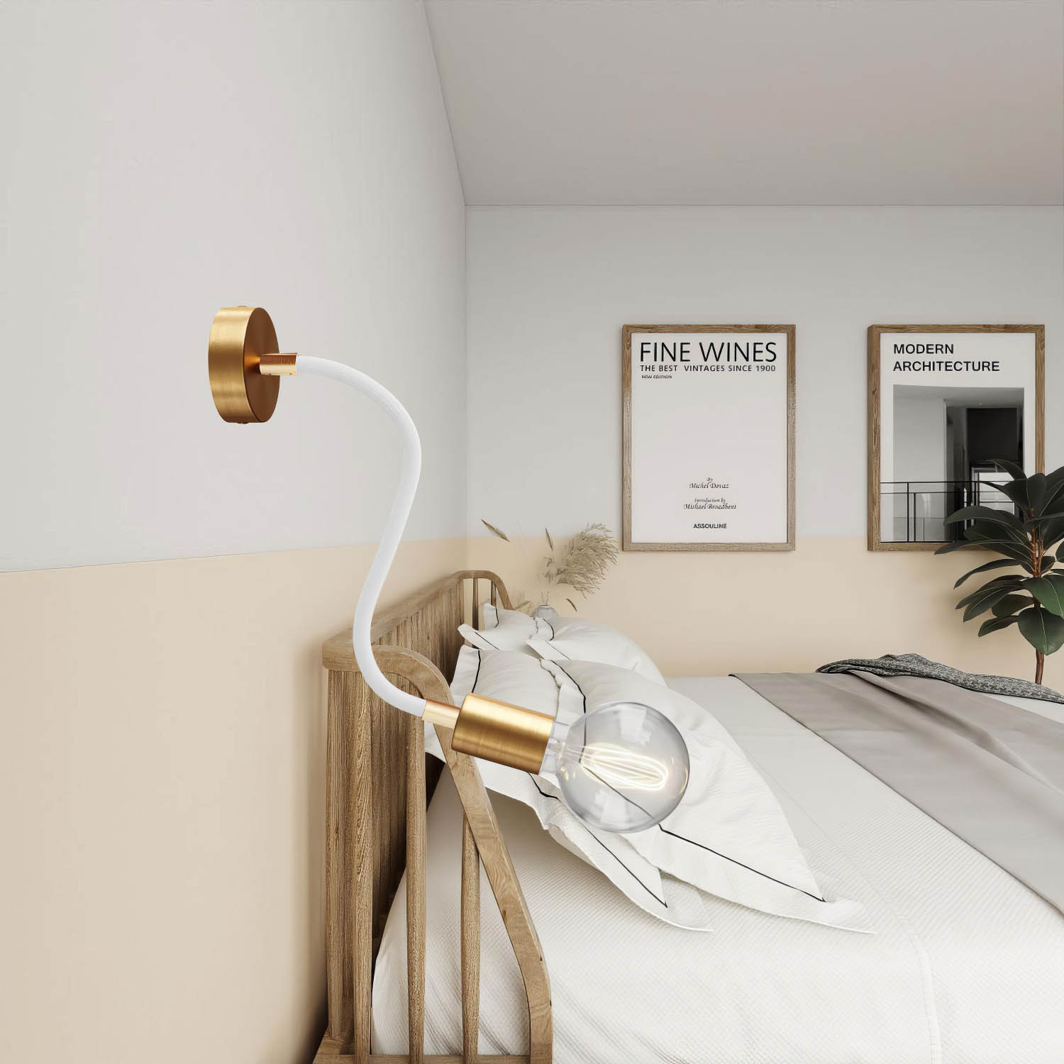 Kit Creative Flex tubo flessibile di estensione rivestito in tessuto RM01 Bianco con terminali metallici Bronzo satinato 30 cm