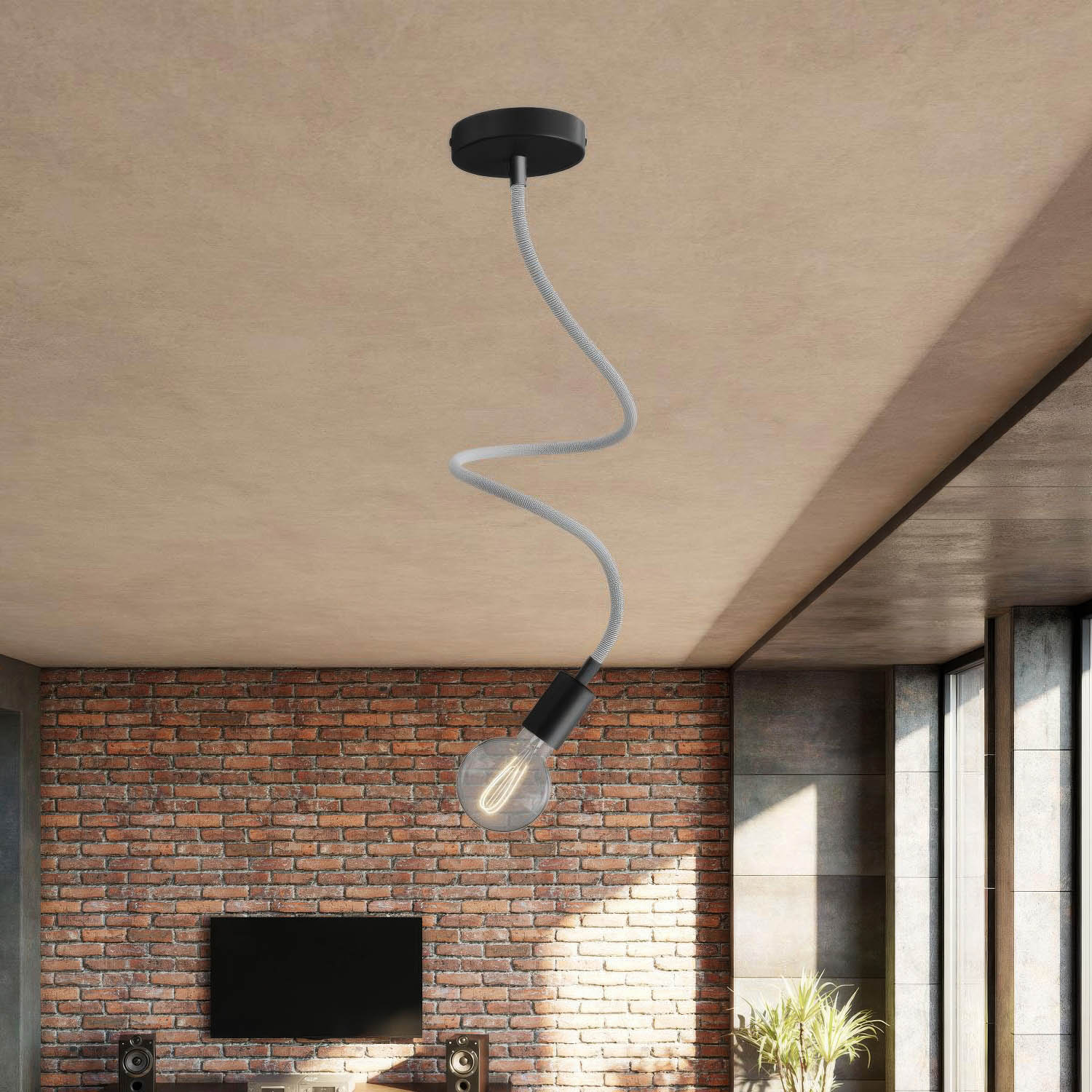 Kit Creative Flex tubo flessibile di estensione rivestito in tessuto RM75 Titanio con terminali metallici Nero 90 cm