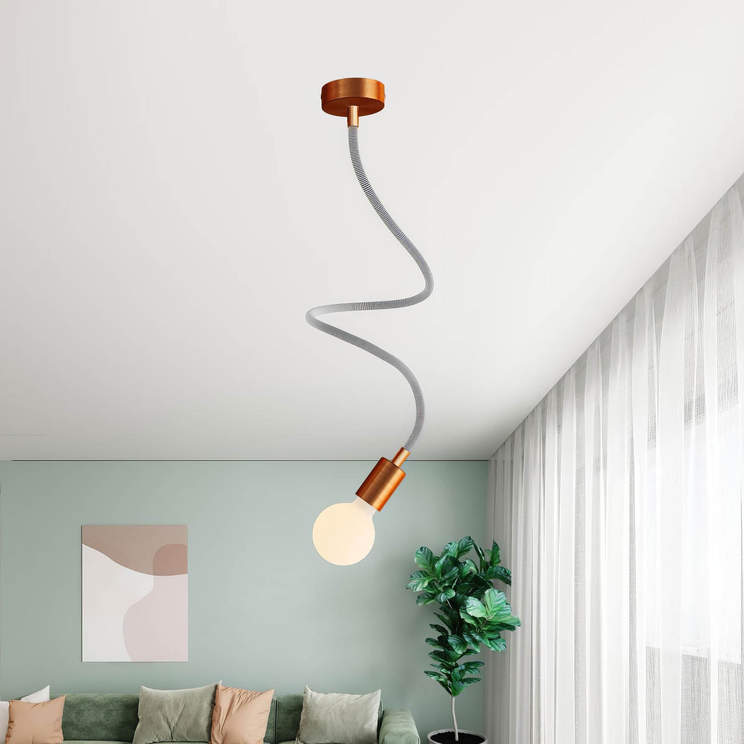 Kit Creative Flex tubo flessibile di estensione rivestito in tessuto RZ04 Nero Bianco con terminali metallici Rame satinato 90 cm