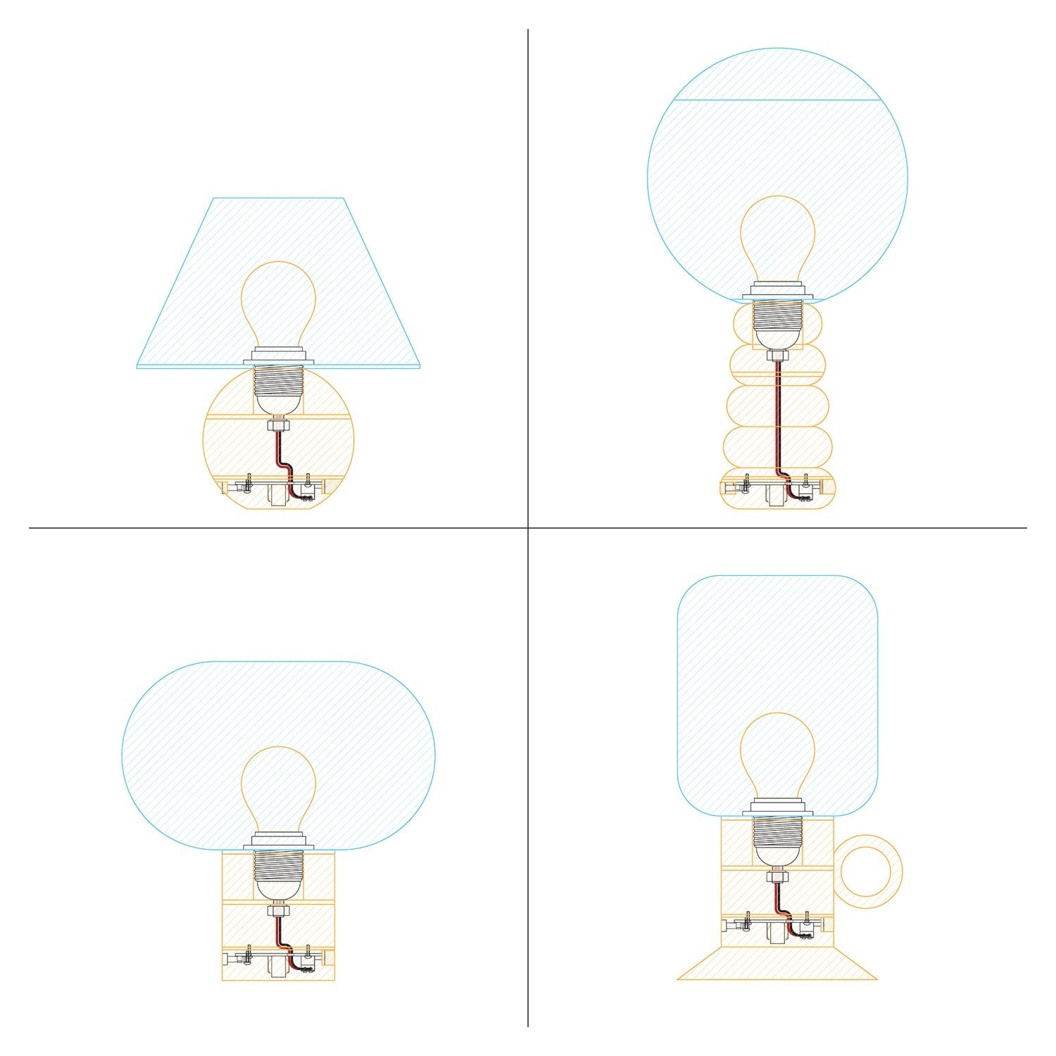 Kit elettronico per lampade a batteria 5V USB-C con portalampada E27 filettato - Nero