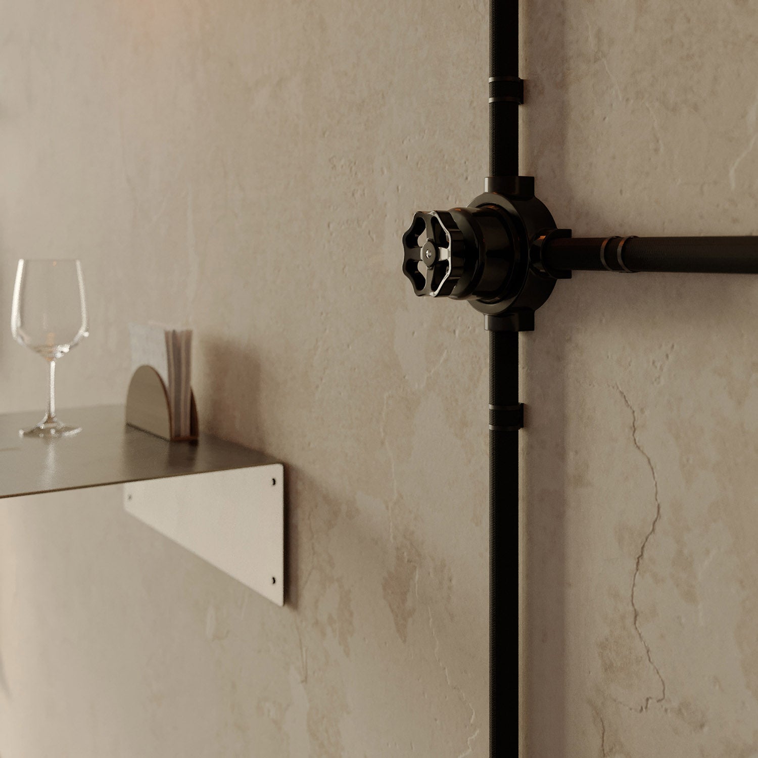 Kit interruttore/deviatore con manopola e base per Creative-Tubes in porcellana nera Nero 3