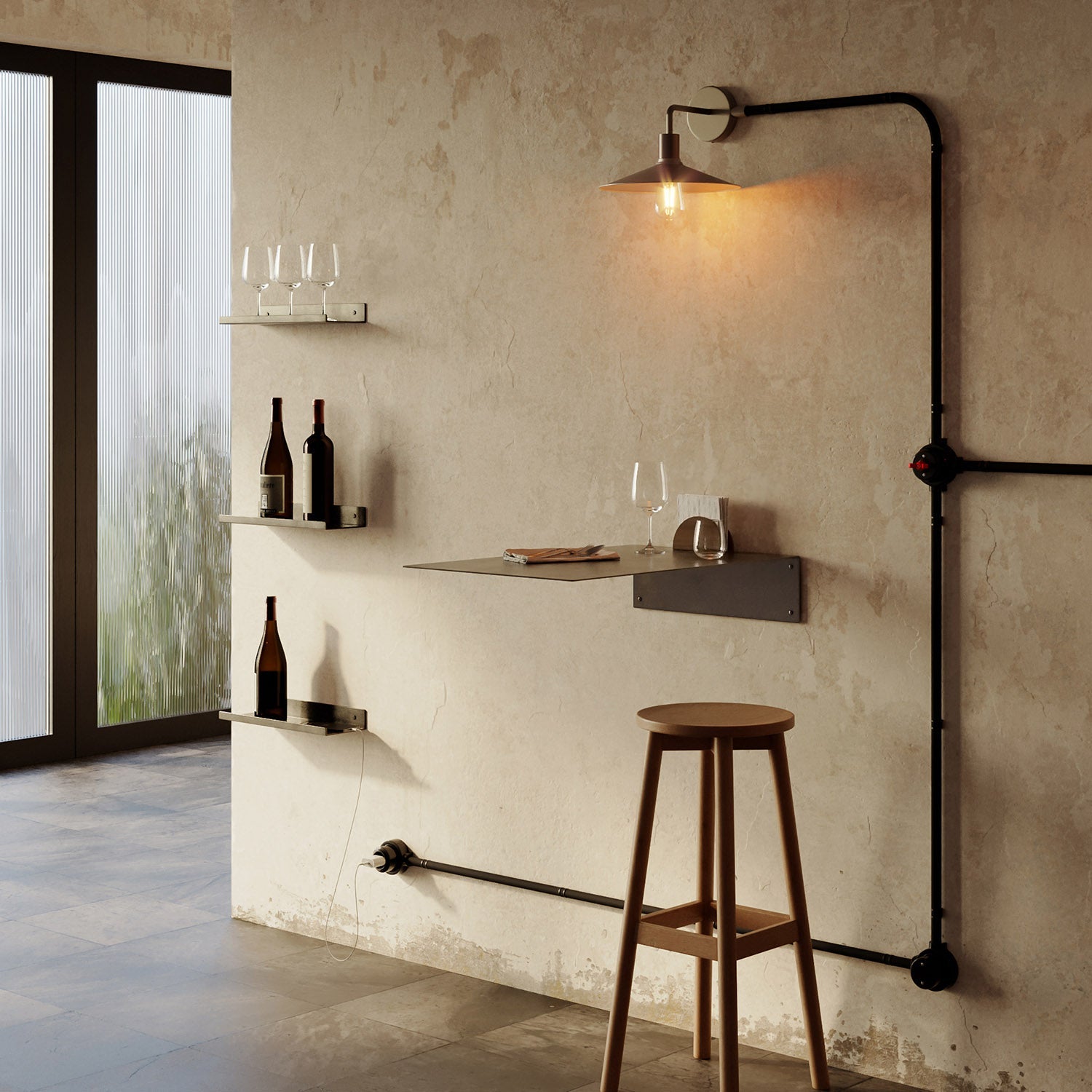 Kit interruttore/deviatore con manopola e base per Creative-Tubes in porcellana nera Nero 3