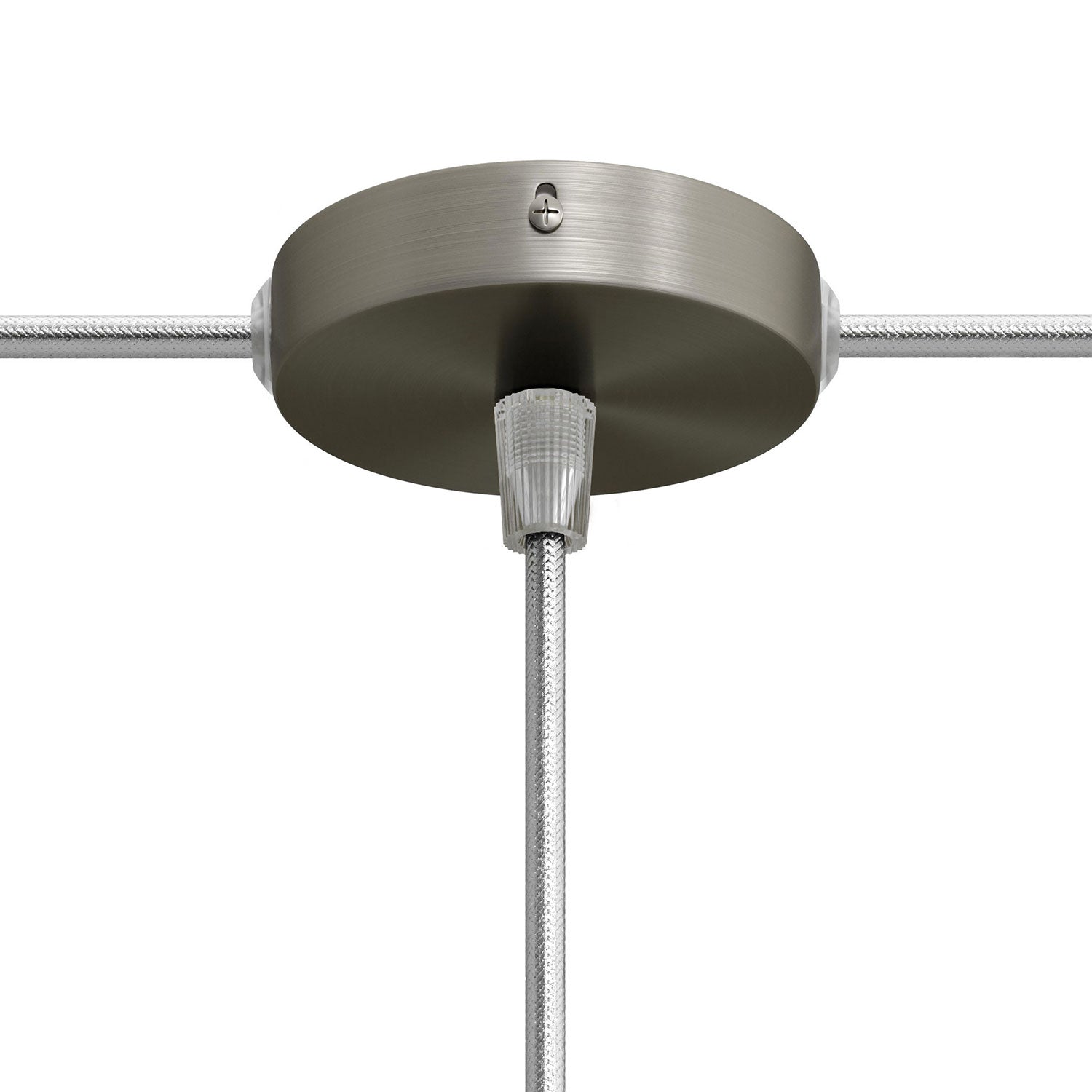 Kit Mini rosone cilindrico in metallo a 1 foro centrale e 2 laterali - Titanio satinato Conico