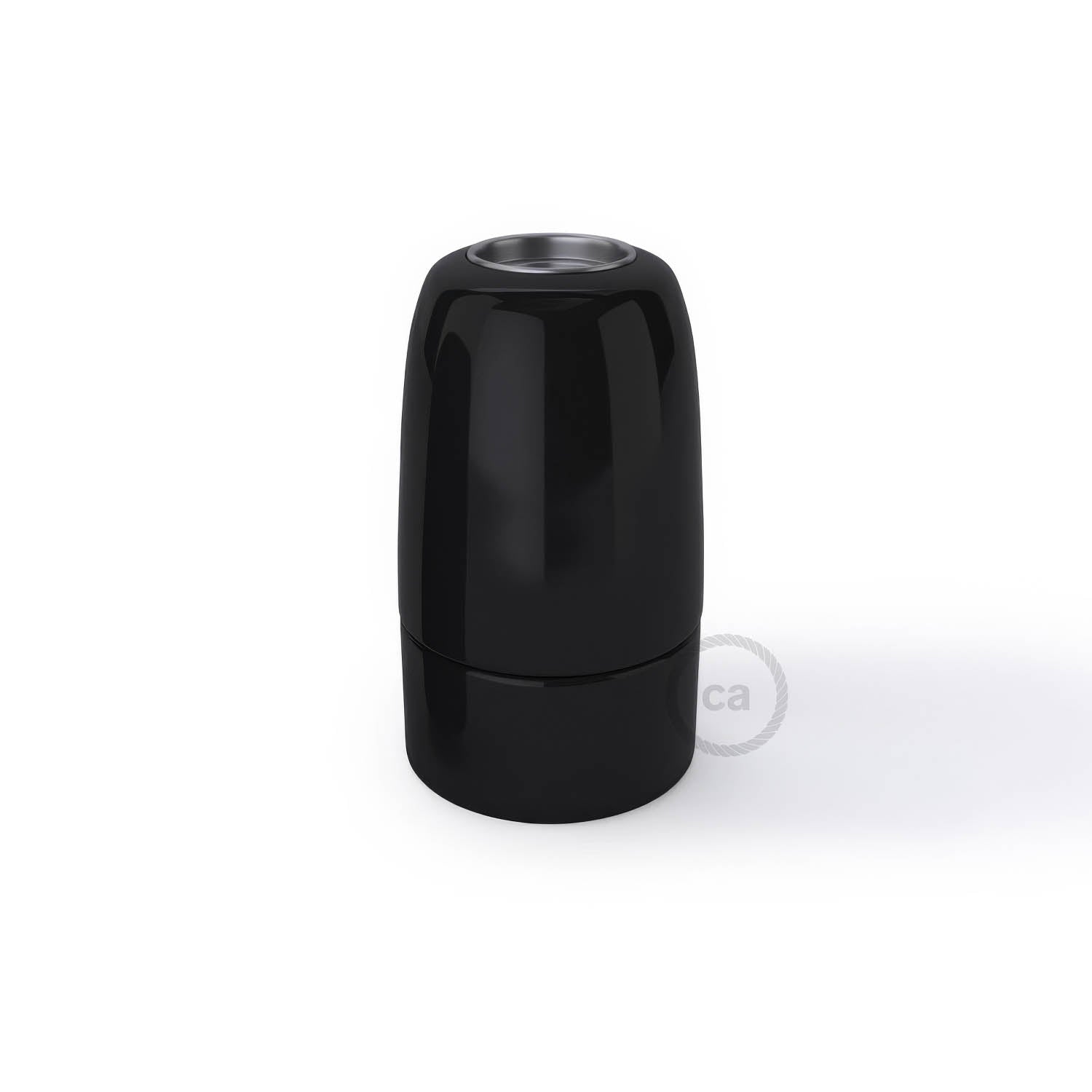 Kit portalampada E14 in porcellana - Nero