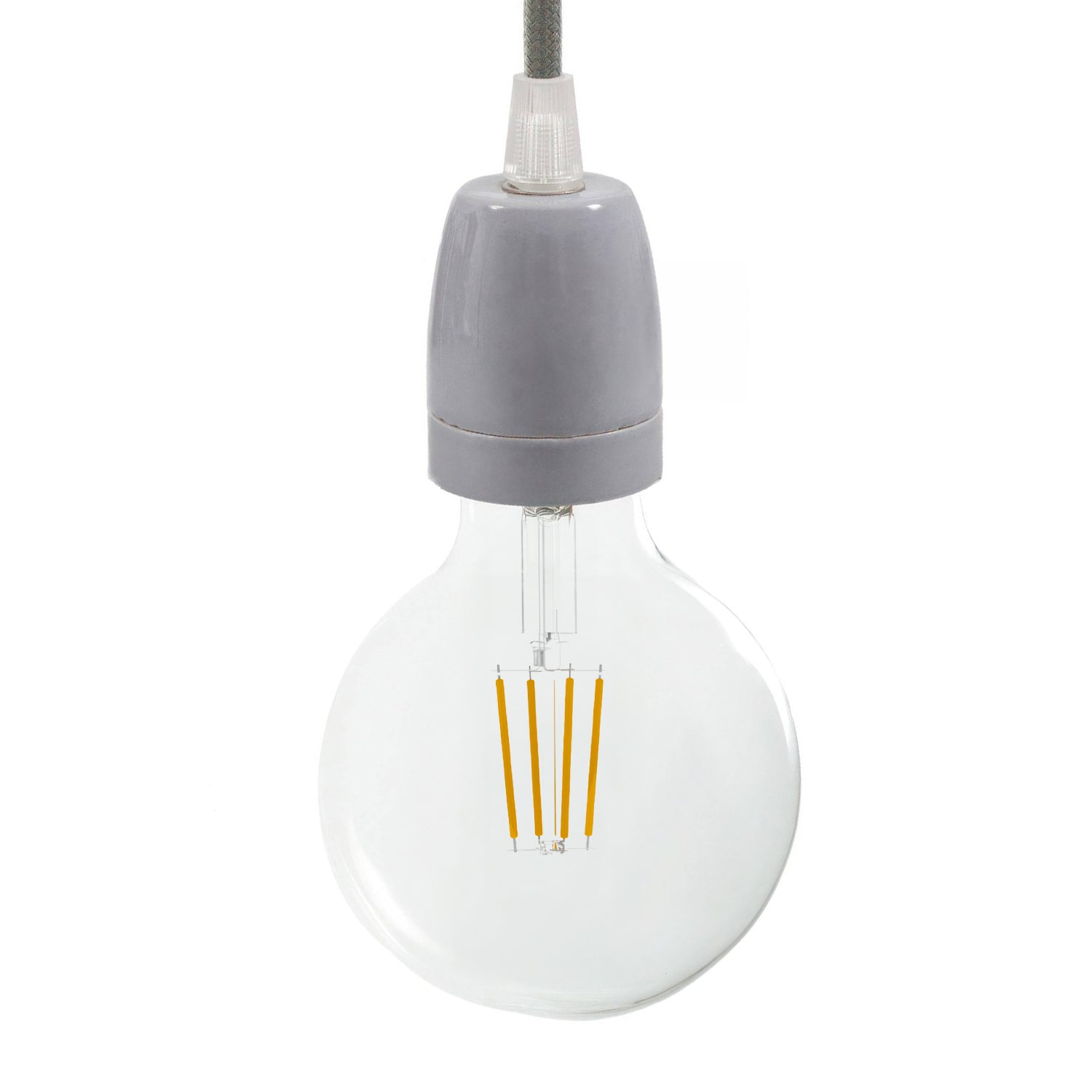 Kit portalampada E27 in porcellana - Grigio