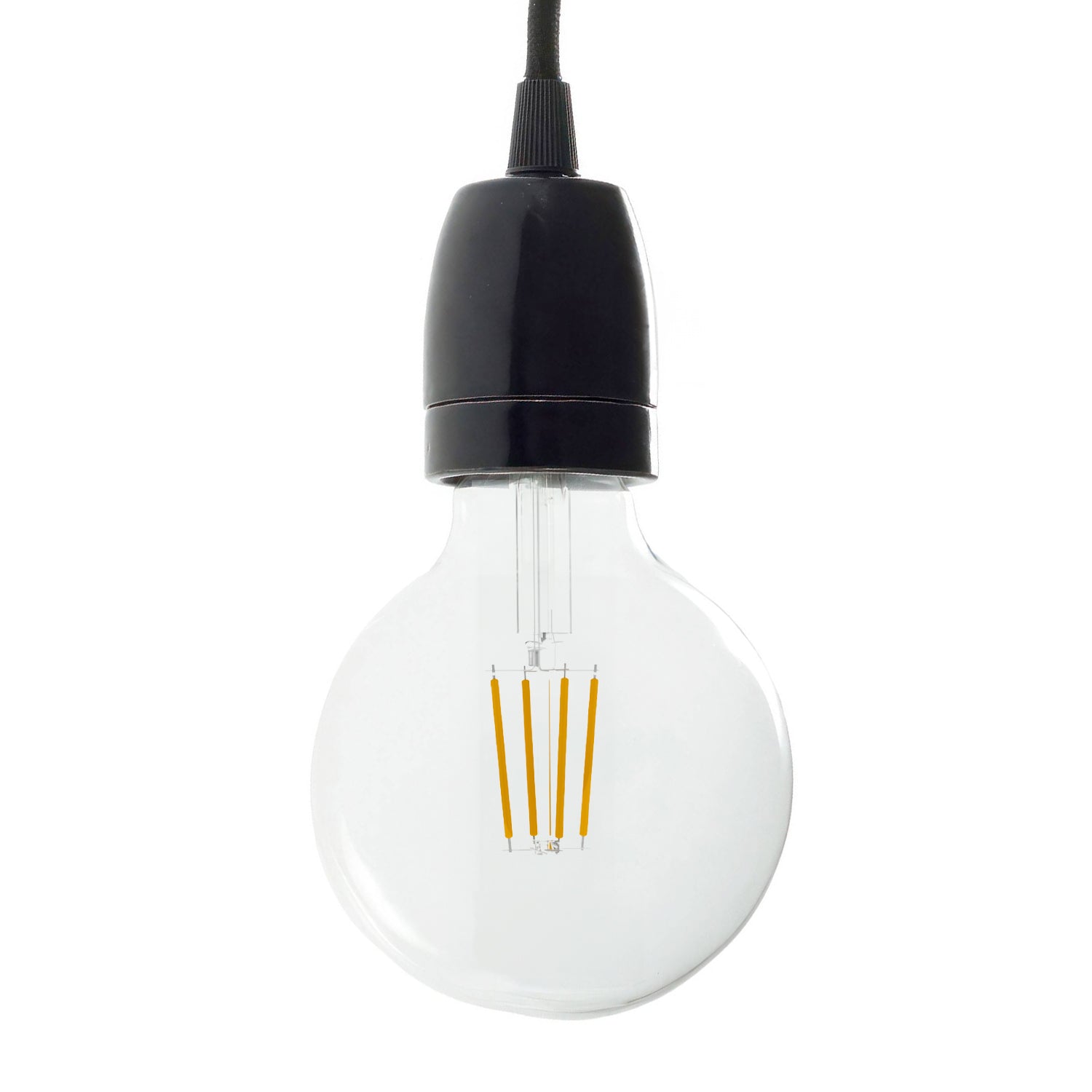 Kit portalampada E27 in porcellana - Nero