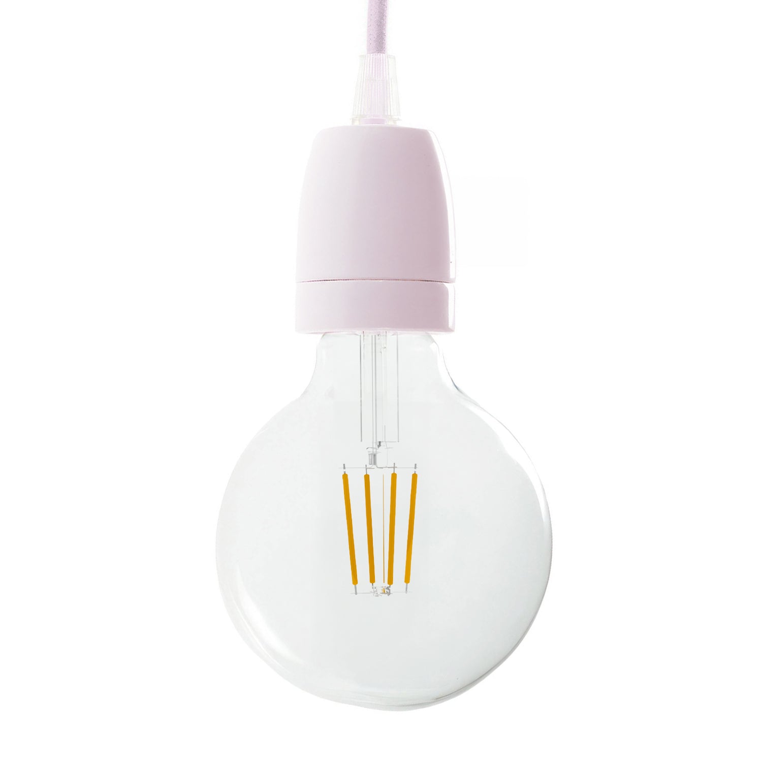 Kit portalampada E27 in porcellana - Rosa antico