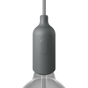 Kit portalampada E27 in silicone con interruttore e serracavo nascosti - Grigio