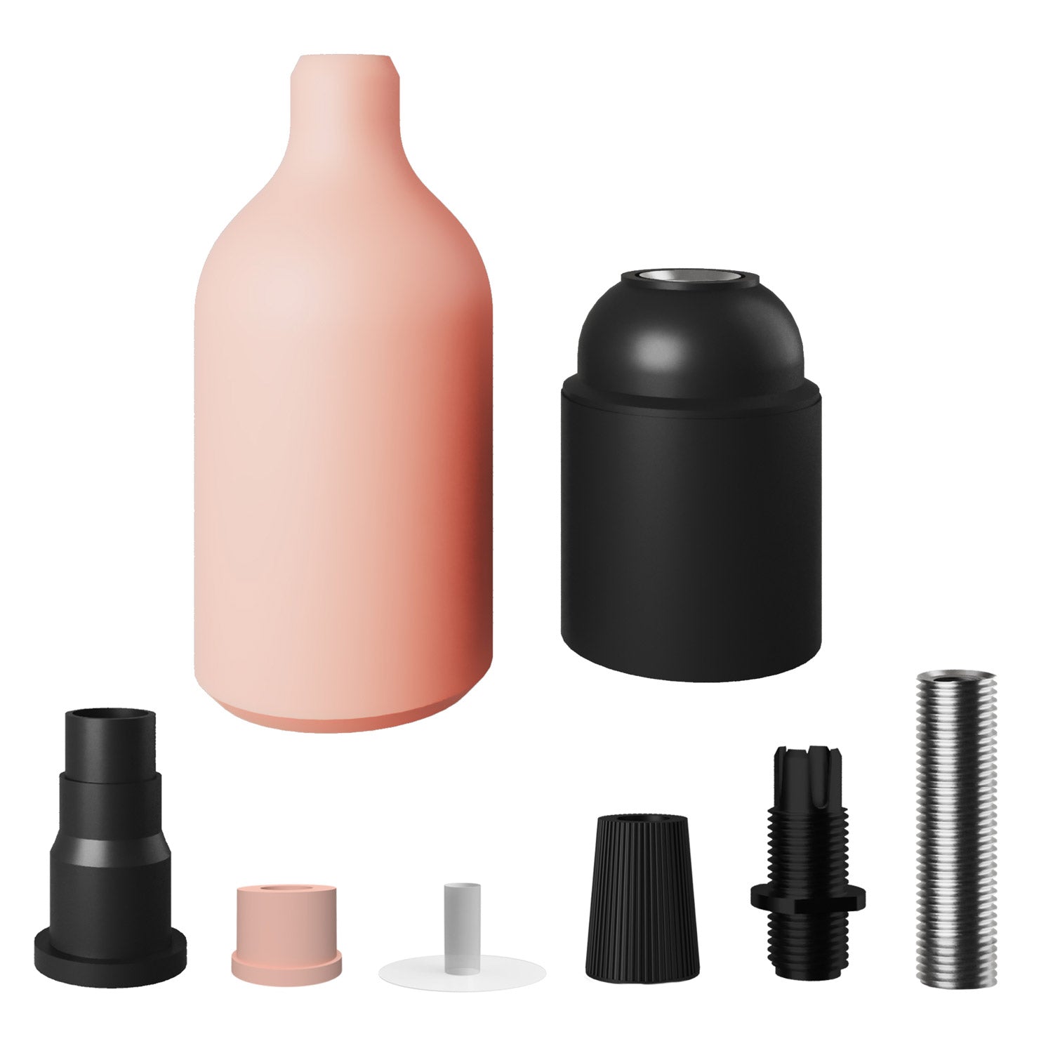 Kit portalampada E27 in silicone con serracavo nascosto - Salmone