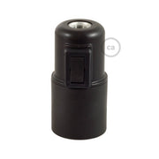 Kit portalampada E27 in termoplastica con interruttore - Nero