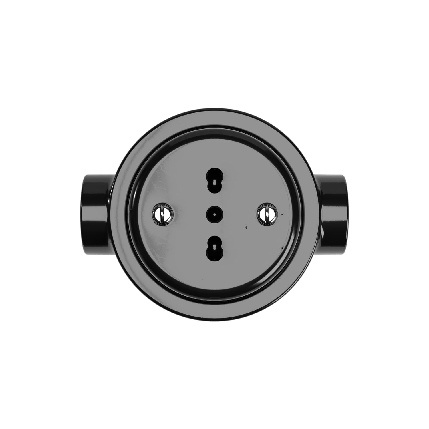 Kit presa bipasso italiana 10/16A da parete e base per Creative-Tubes in porcellana - Nero 2 in linea