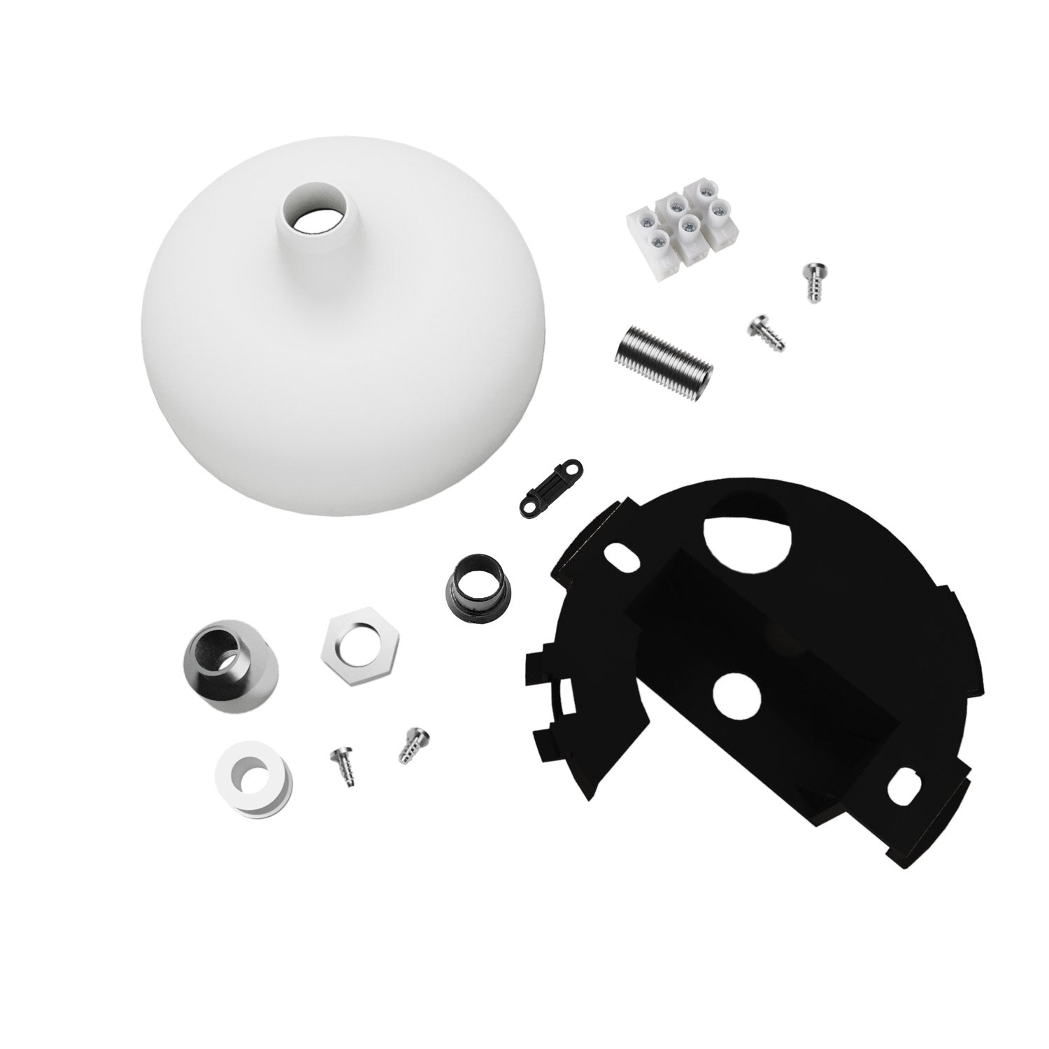 Kit rosone in silicone con foro centrale e predisposizione per foro laterale - Bianco