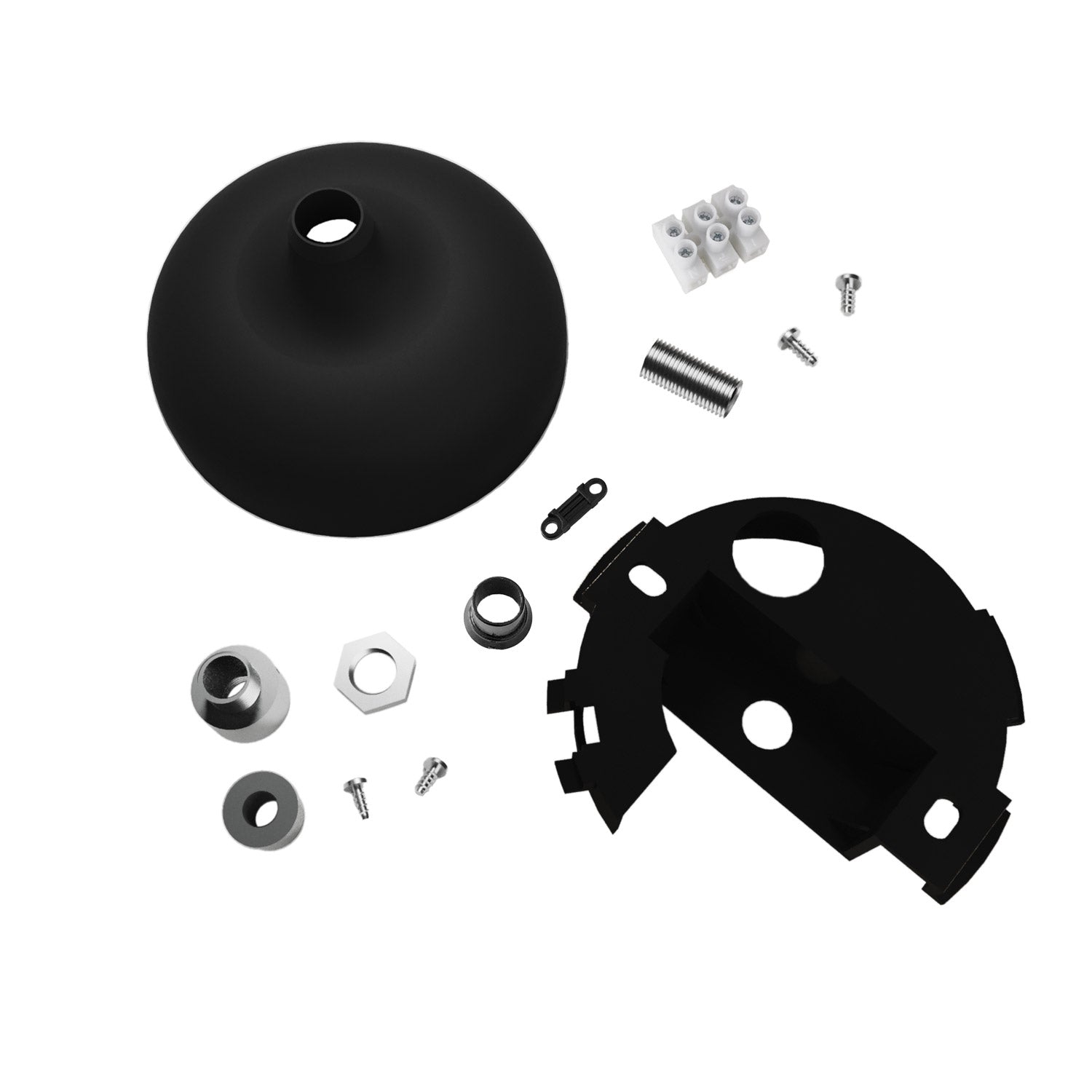 Kit rosone in silicone con foro centrale e predisposizione per foro laterale - Nero