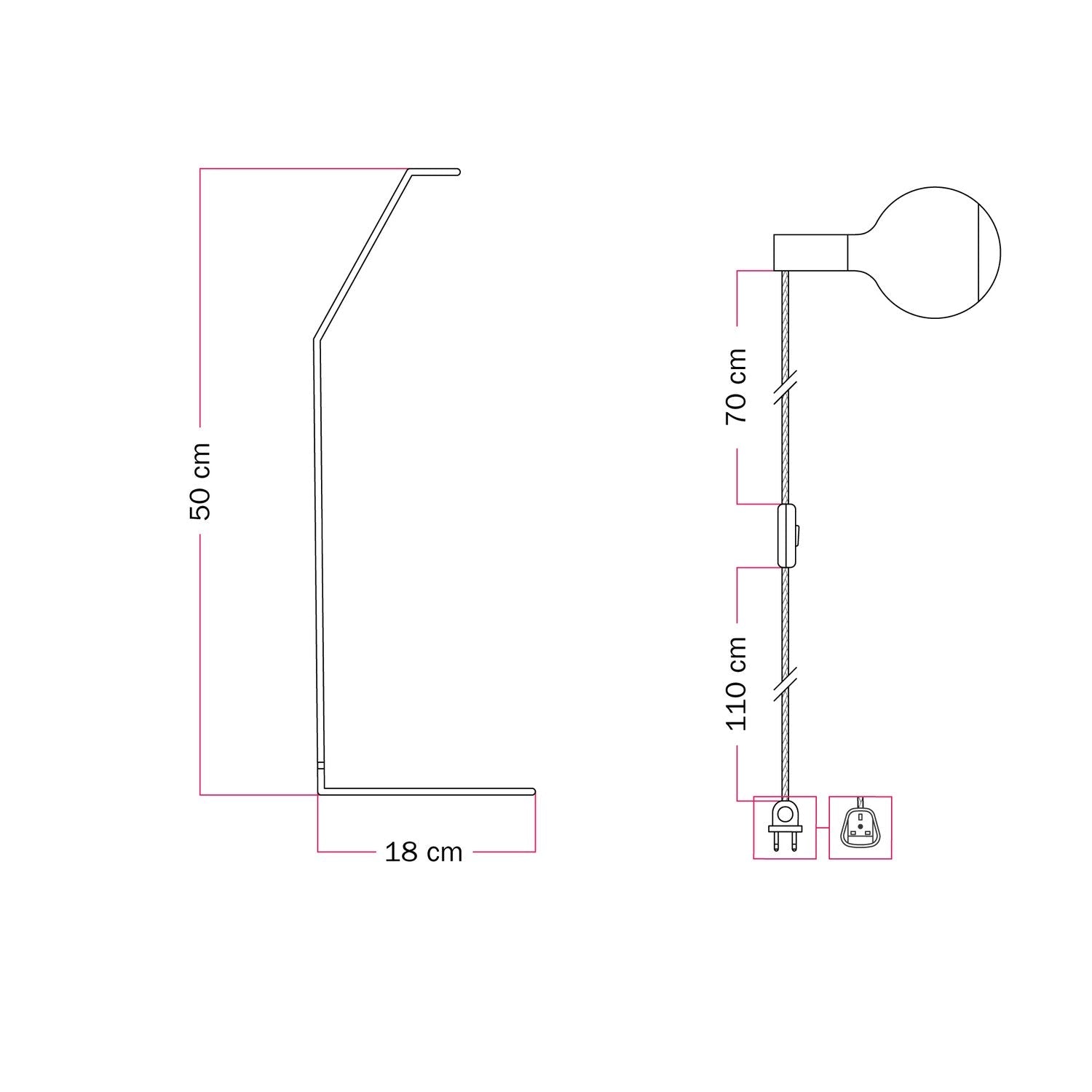 Koso Lucia - Lampada da tavolo con spina UK - Bianco