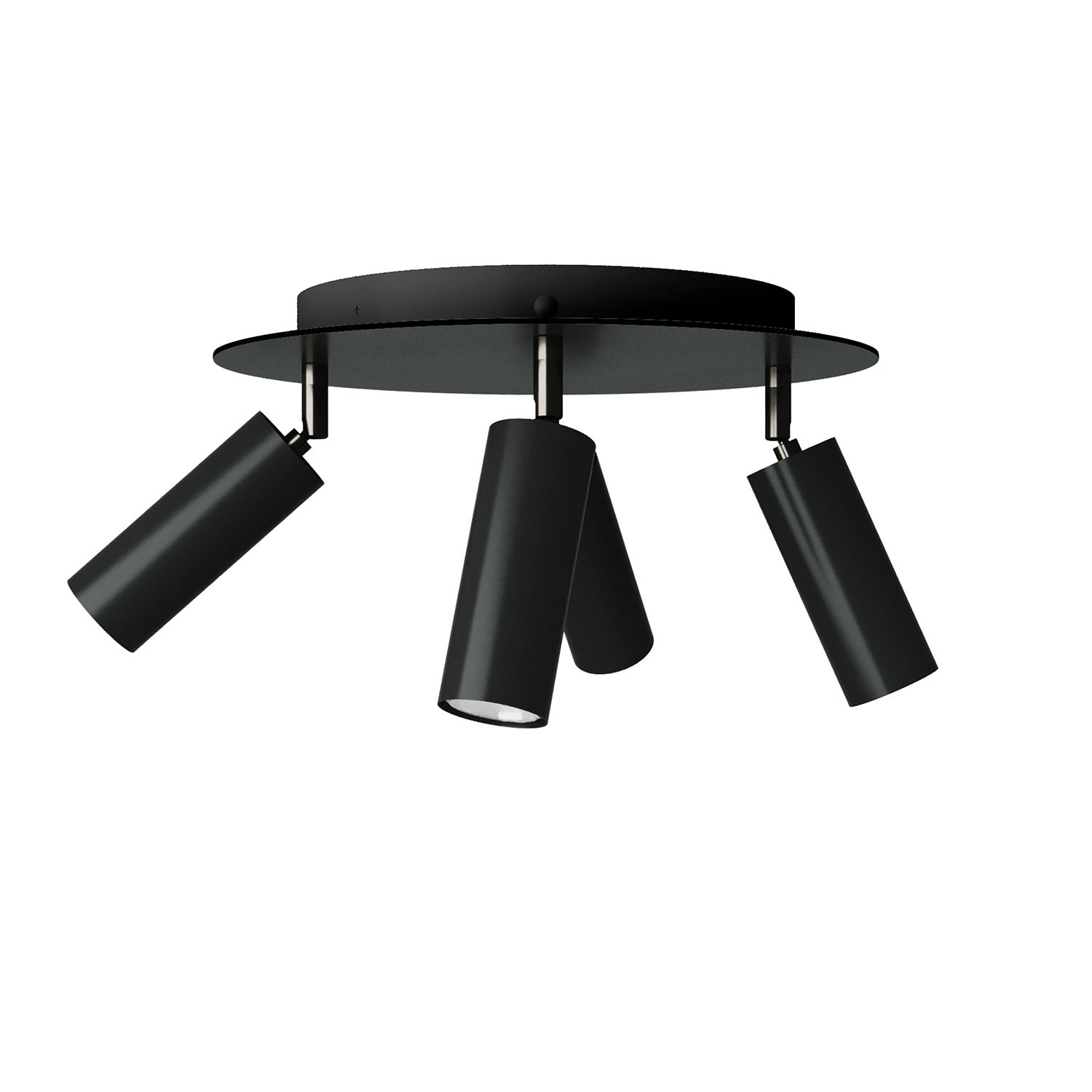 Lampada a 4 faretti con paralume Tub-E14 e Rose-One XXL rotondo - Nero