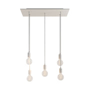 Lampada a sospensione a 5 cadute con XXL Rose-One rettangolare 675 mm con finiture in metallo - Bianco opaco