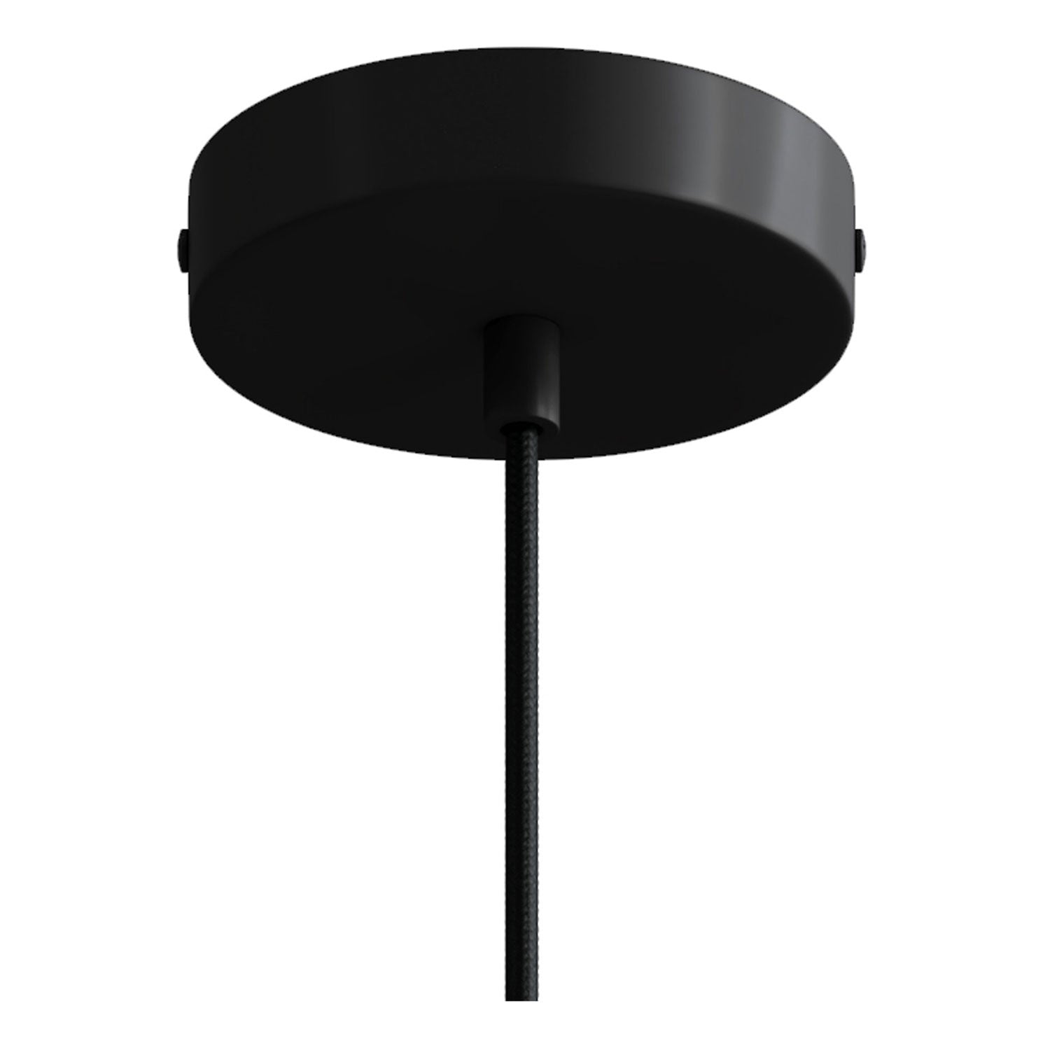 Lampada a sospensione completa di cavo tessile e finiture in metallo monocromatiche - Nero