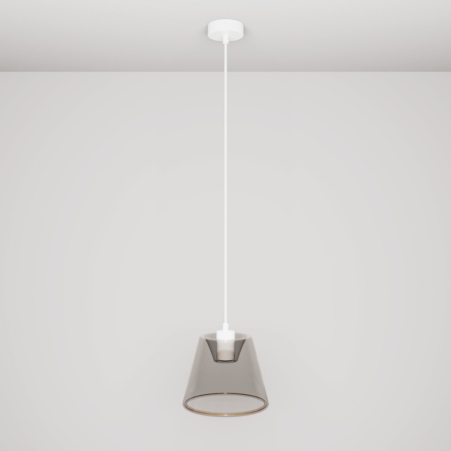 Lampada a sospensione con lampadina Ghost a cono smoky - Bianco