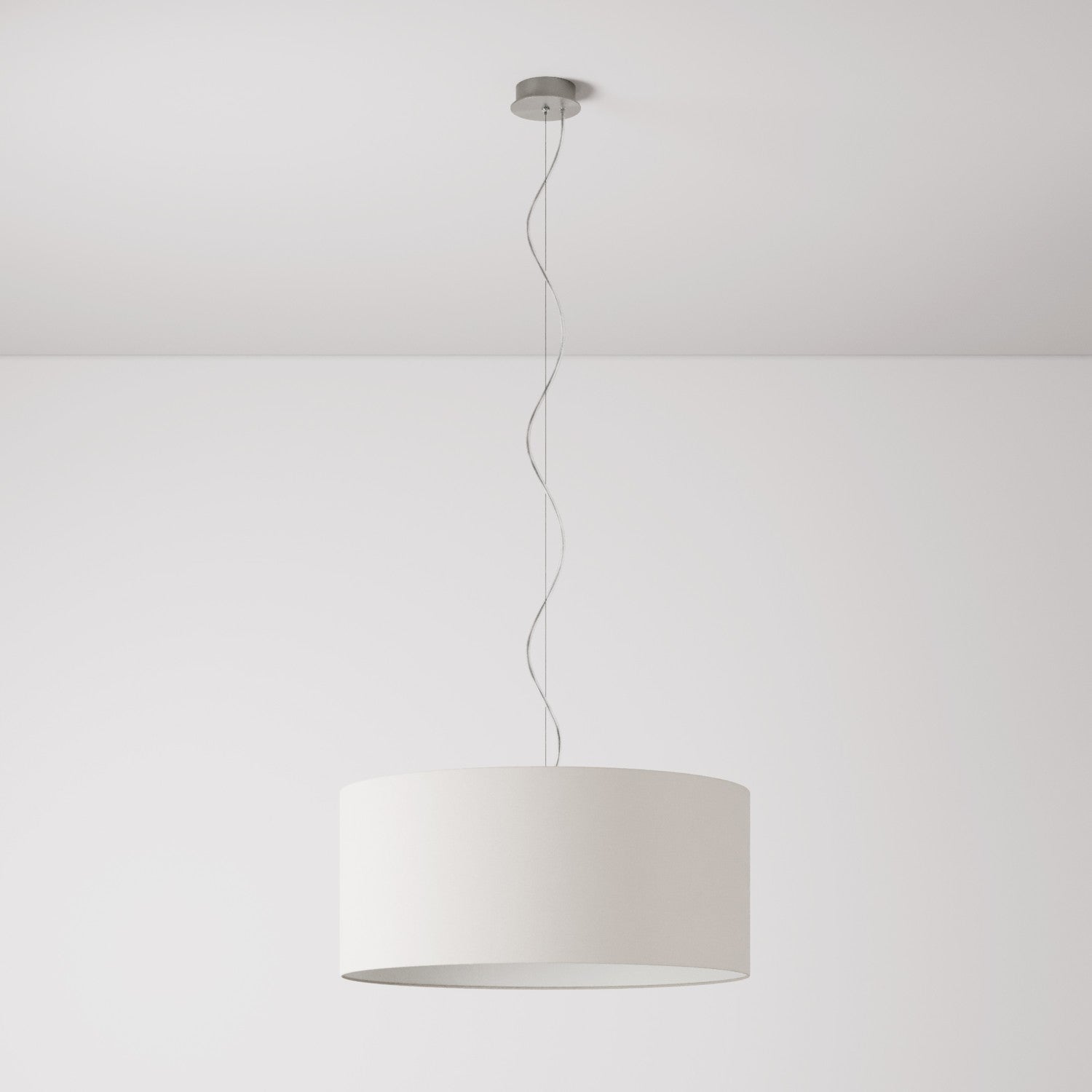 Lampada a sospensione con paralume in tessuto Cilindro Large - Made in Italy - Arenal Sabbia No