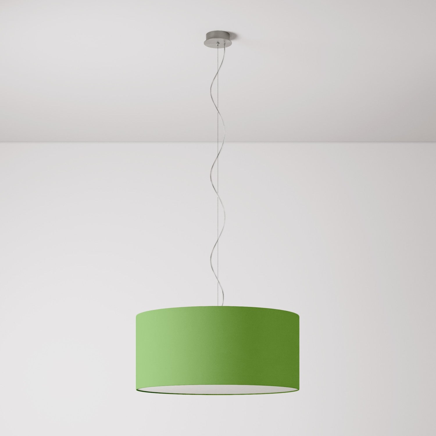 Lampada a sospensione con paralume in tessuto Cilindro Large - Made in Italy - Cinette Verde Pistacchio Si