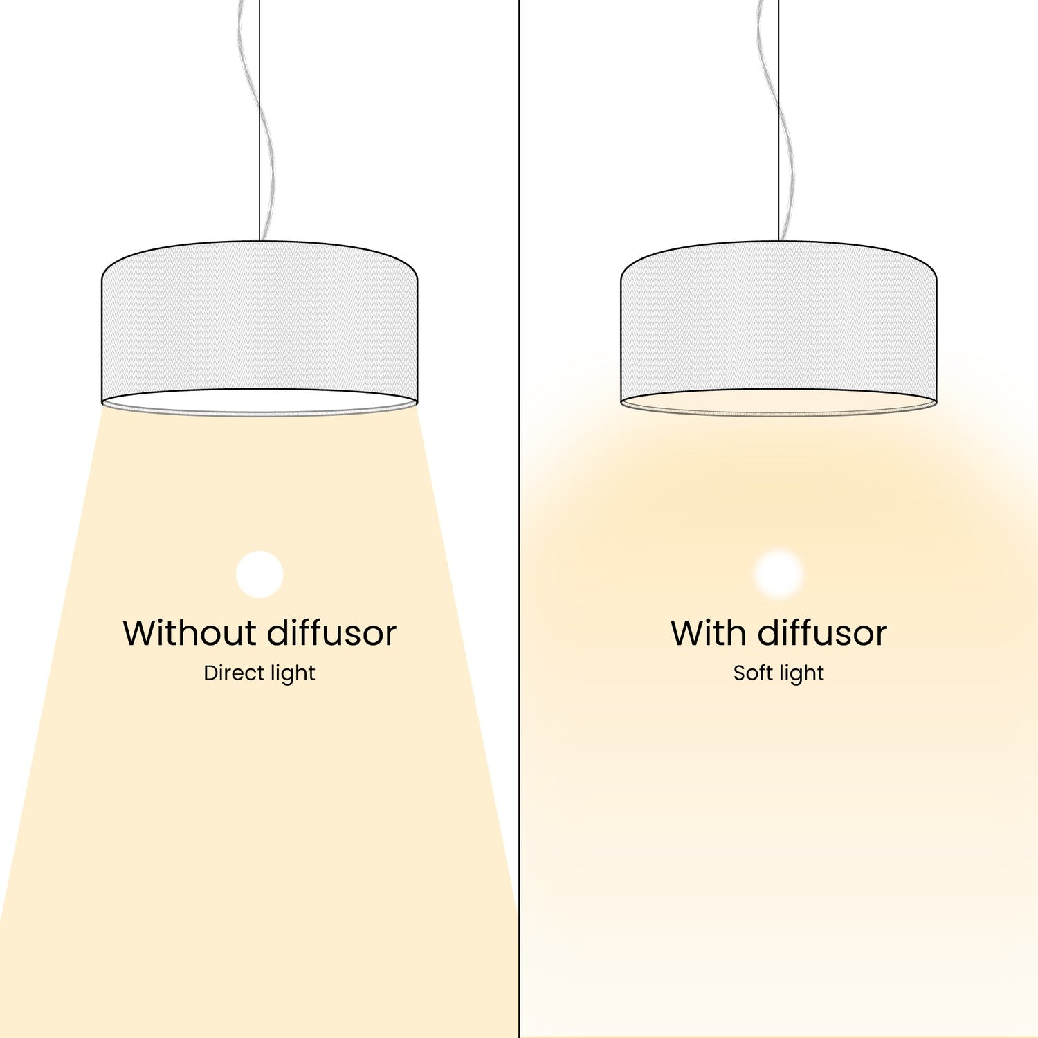 Lampada a sospensione con paralume in tessuto Cilindro Medium Arenal sabbia - Made in Italy No