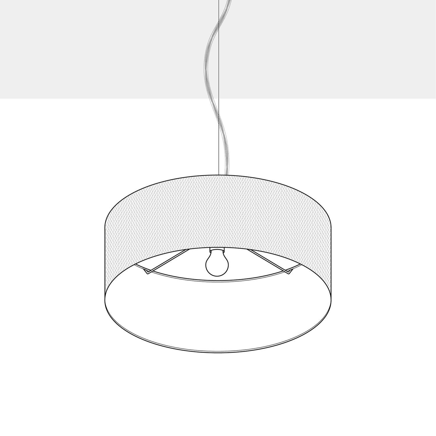 Lampada a sospensione con paralume in tessuto Cilindro Medium - Made in Italy - Lana Grigio Scuro No