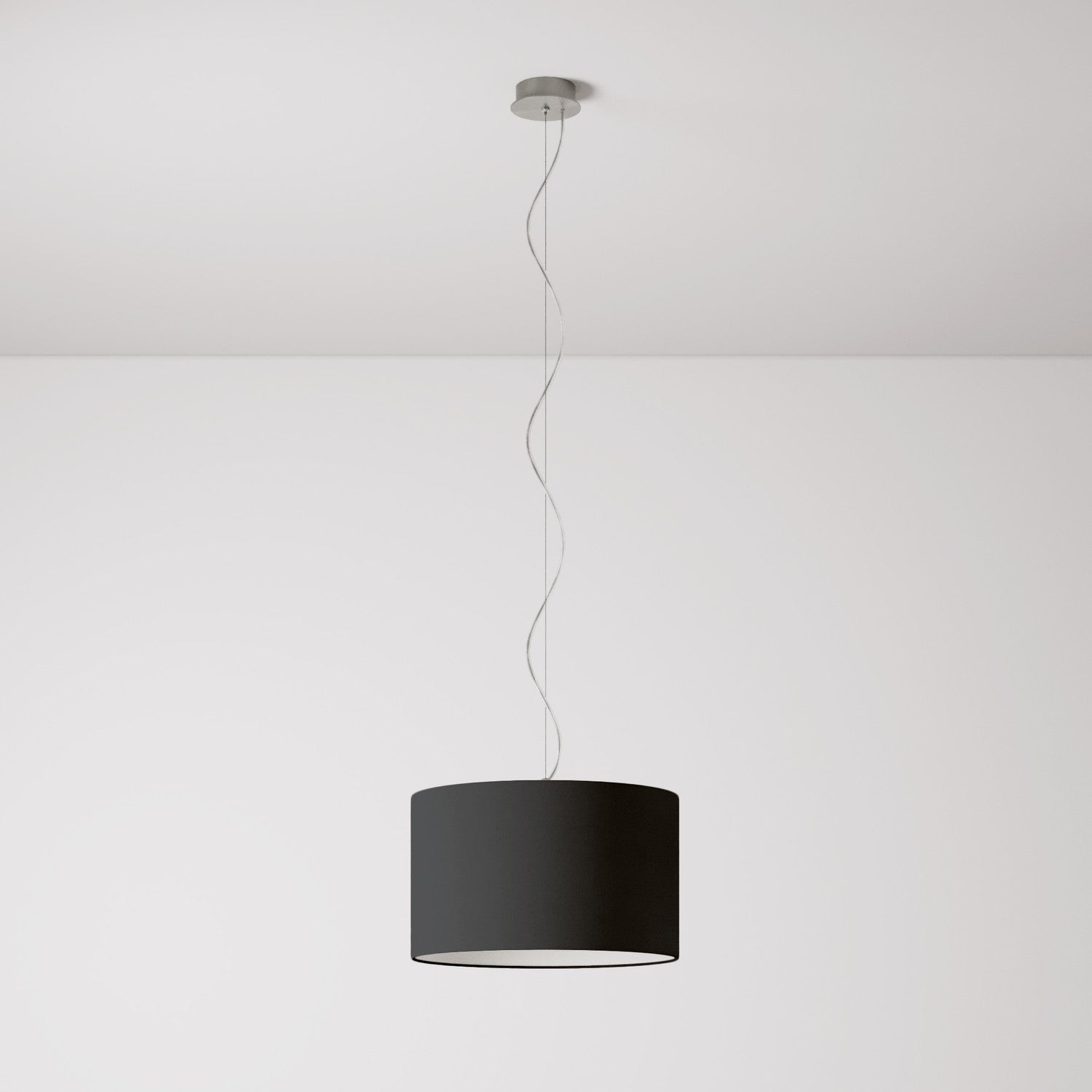 Lampada a sospensione con paralume in tessuto Cilindro Small - Made in Italy - Teletta Antracite No