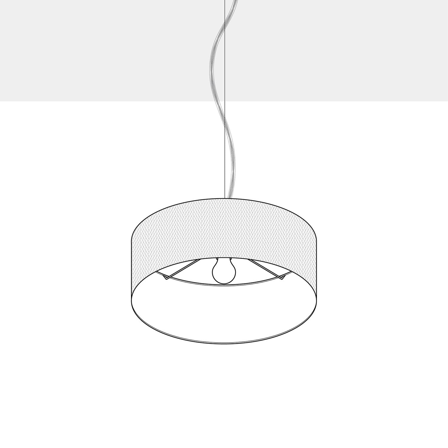 Lampada a sospensione con paralume in tessuto Cilindro Small - Made in Italy - Teletta Lilla No