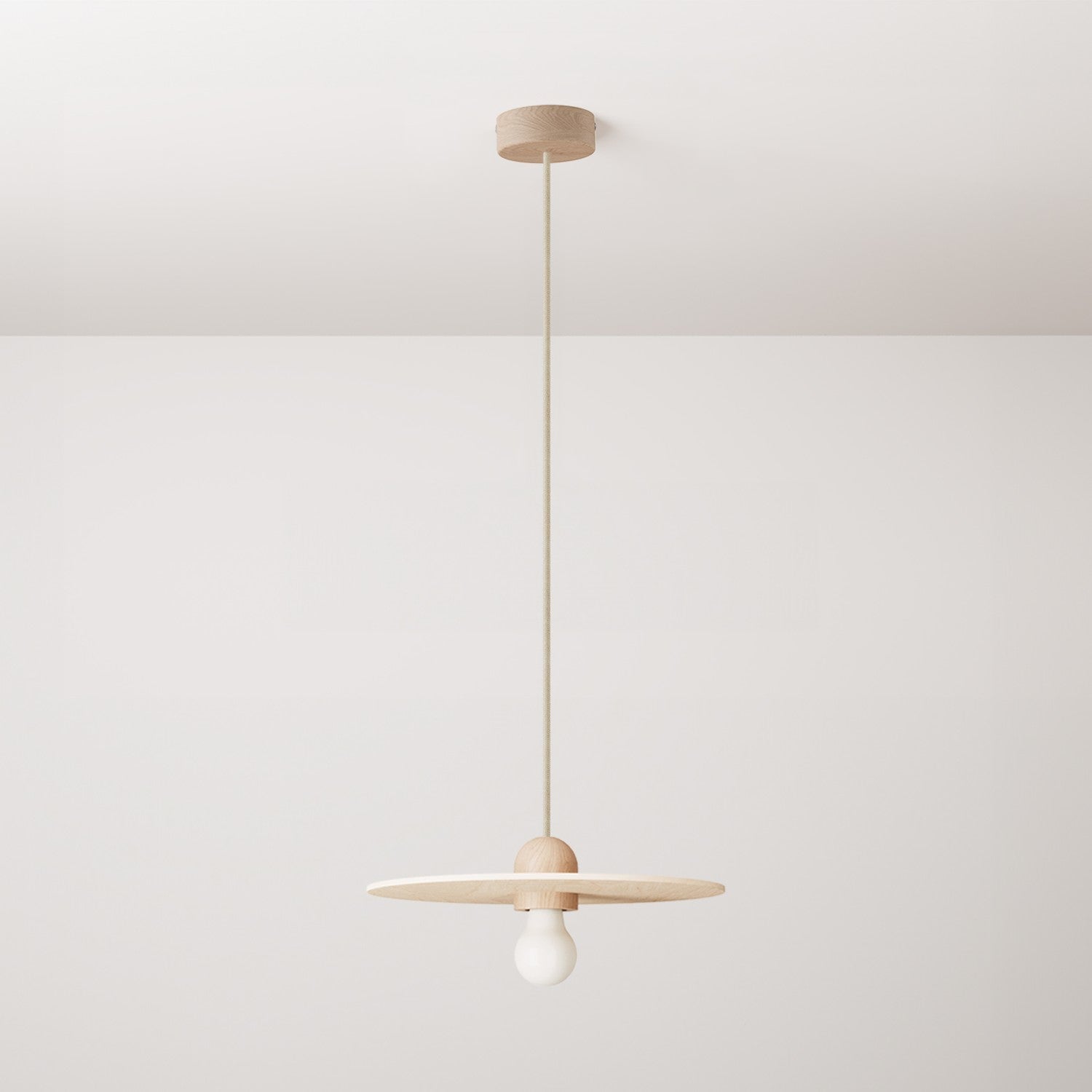 Pendant lamp in natural wood with lampshade - Neutral – Creative