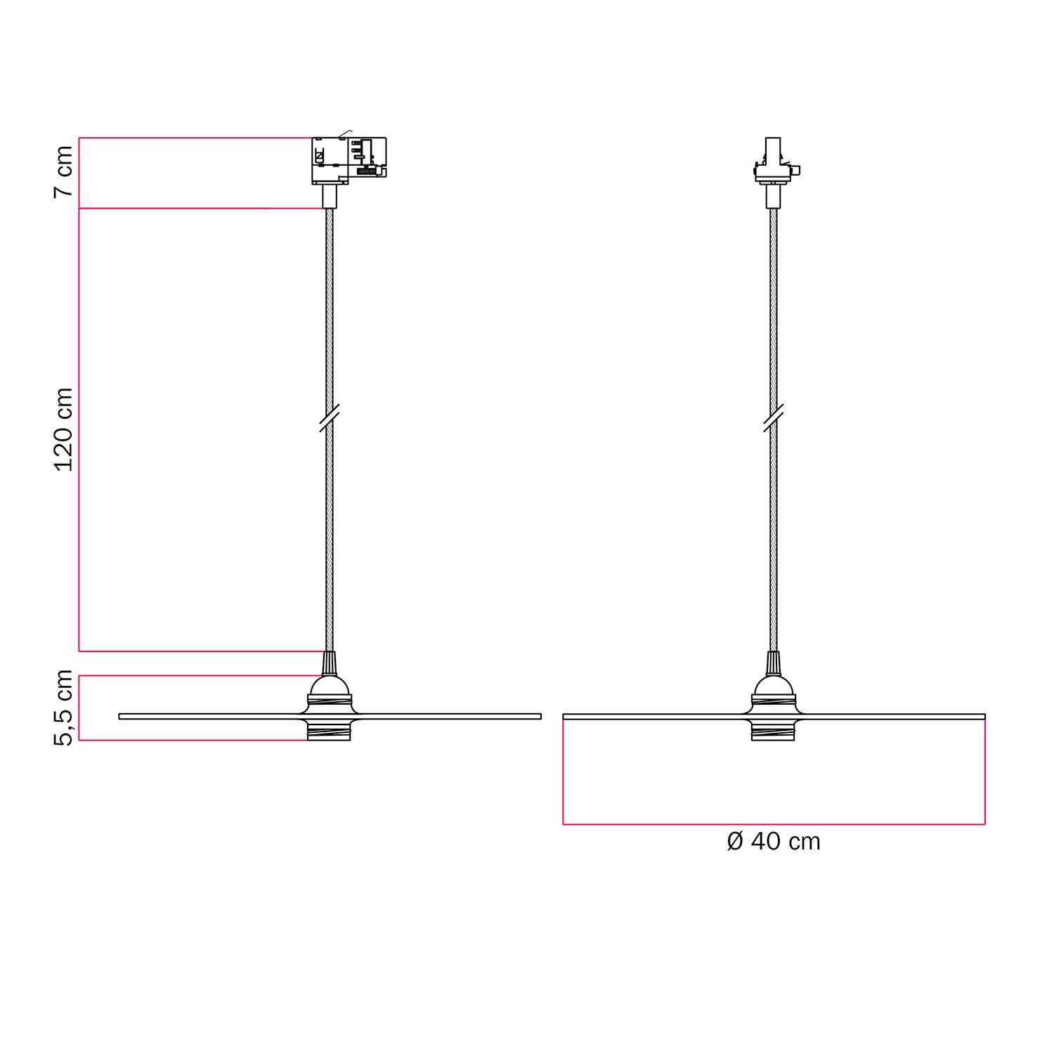 Lampada a sospensione per binari con paralume XL Ellepi - Rame