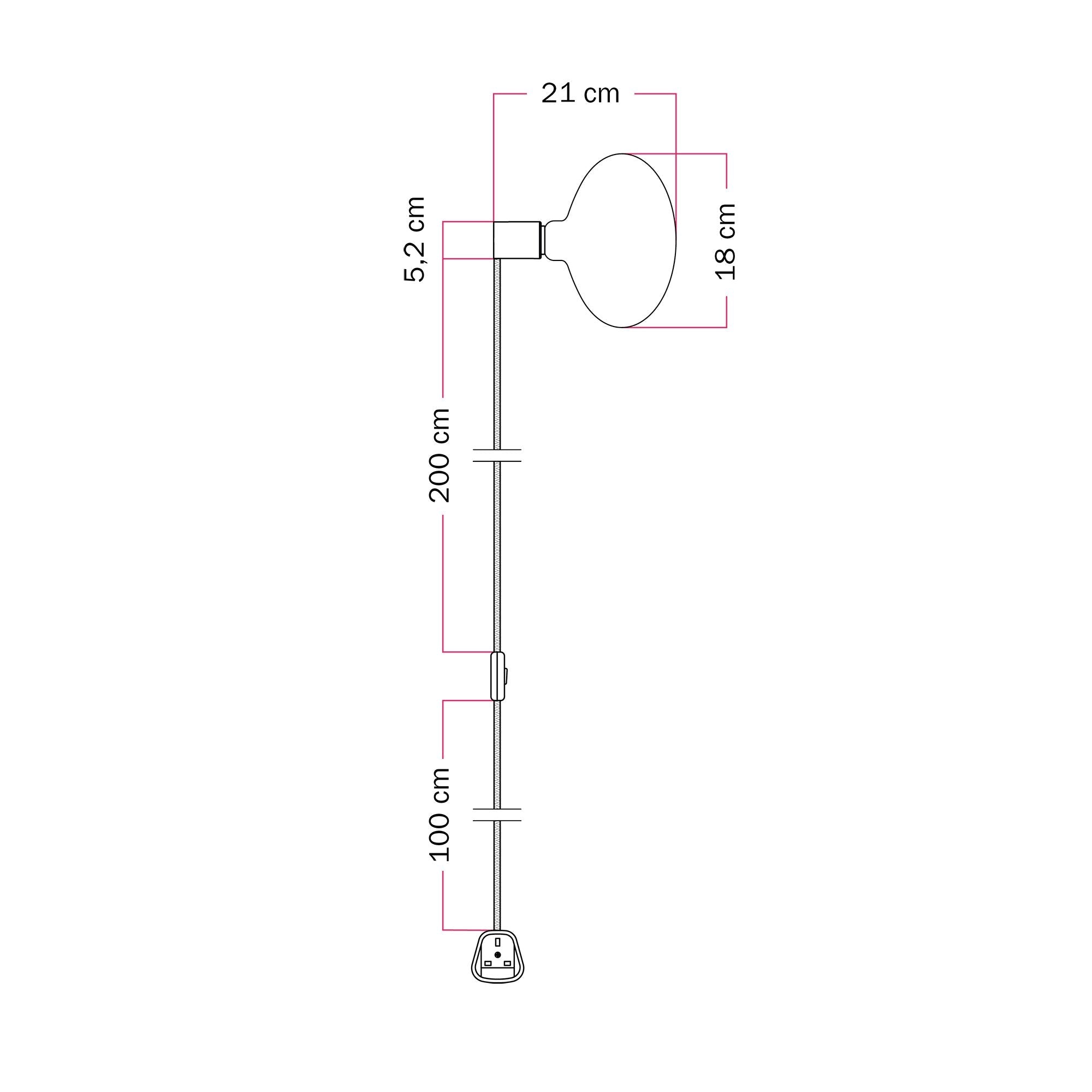 Lampada con spina UK con finitura metallica e lampadina LED Ellipse effetto porcellana - Titanio satinato