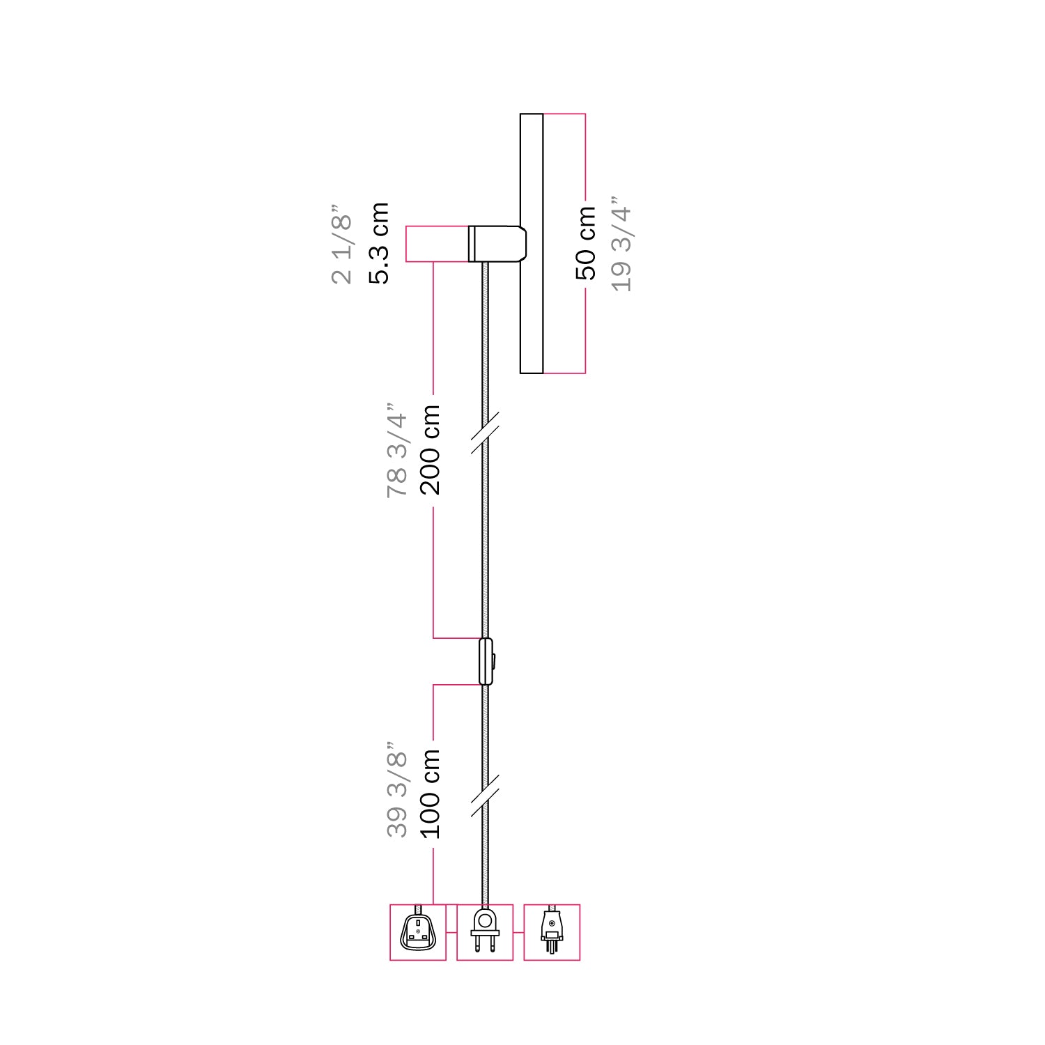 Lampada con spina UK con finitura metallica e lampadina LED lineare S14d - Rame satinato