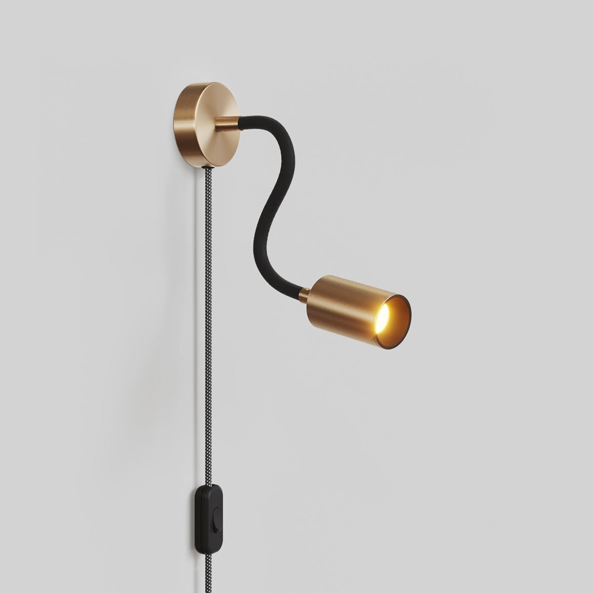 Lampada con spina UK e braccio snodabile, faretto Spotlight GU10 Bispot - Bronzo satinato / Nero - Creative Cables