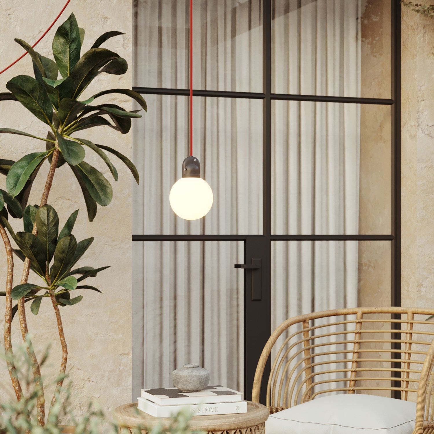 Lampada da esterno Modulair IP65 con spina UK, paralume infrangibile Unbreak-a-Ball e cavo SM09