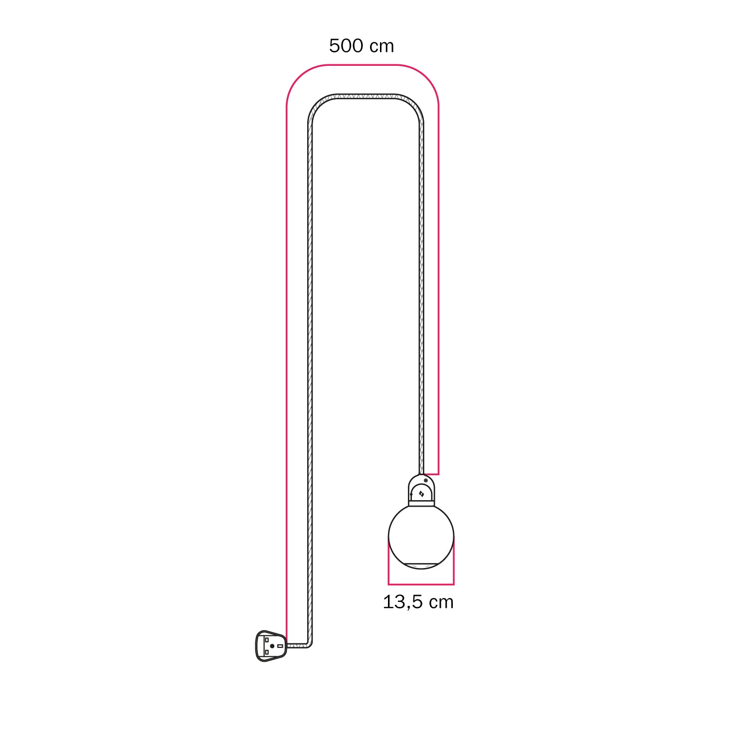 Lampada da esterno Modulair IP65 con spina UK, paralume infrangibile Unbreak-a-Ball e cavo SX08