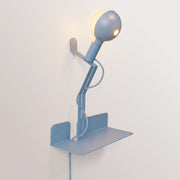 Lampada da parete con mensola, lampadina LED G125 verniciata e spina UK - Murio Talia - Blu