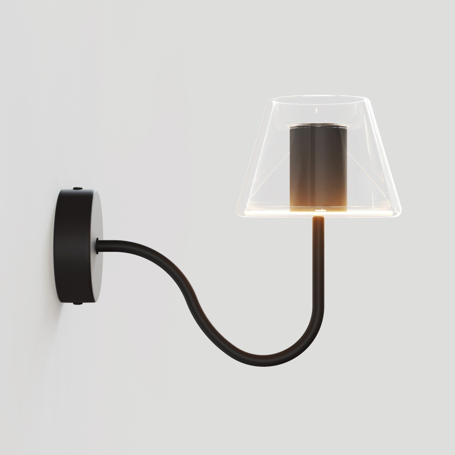 Lampada da parete Fermaluce G07 con estensione a S - Nero