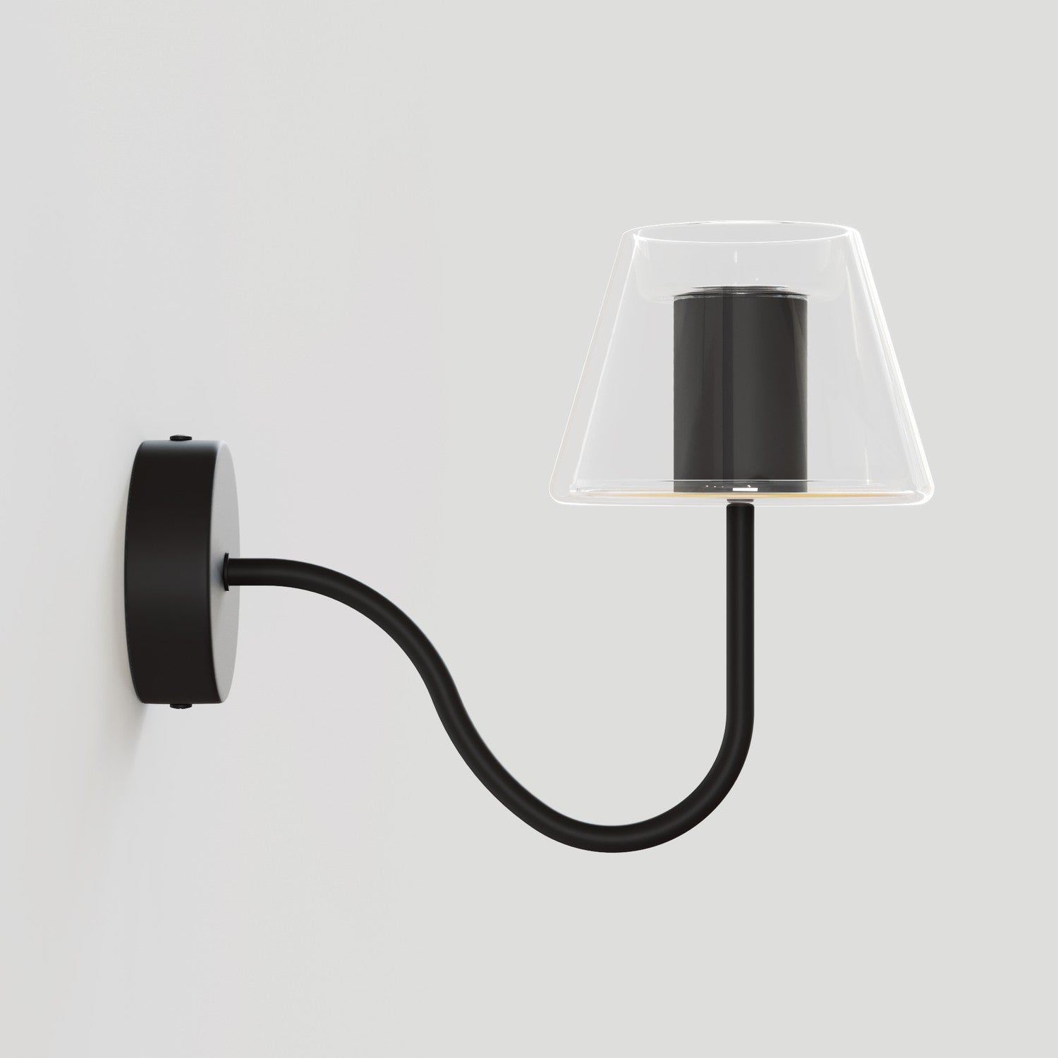 Lampada da parete Fermaluce G07 con estensione a S - Nero