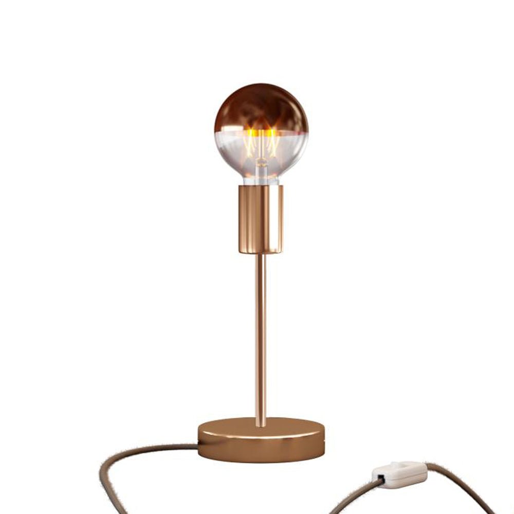 Lampada da tavolo Alzaluce Half Cup in metallo e spina UK - Rame Interruttore