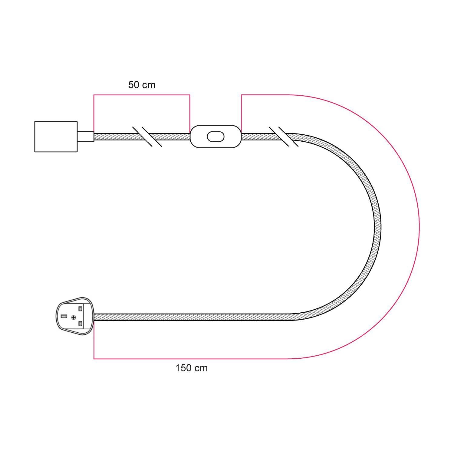 Lampada da tavolo con base in ontano, lampadina trasparente, cavo RM04 e spina UK