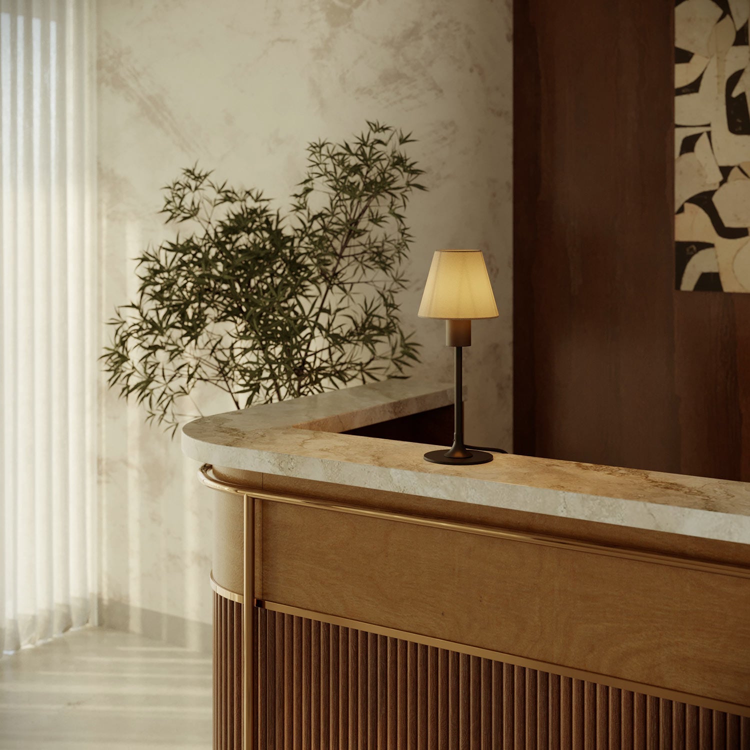 Lampada da tavolo MAG-Y con base metallica tonda, predisposizione per paralume e spina UK - Nero