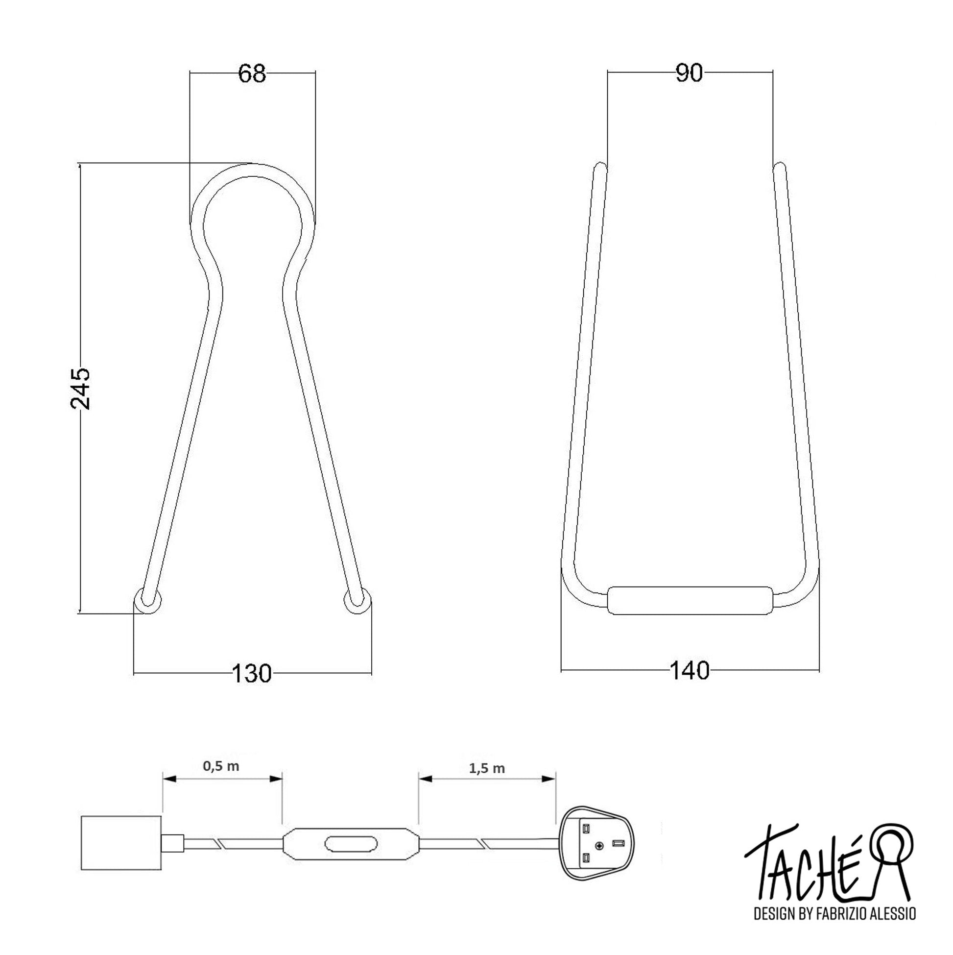 Lampada da tavolo Taché Wood e spina UK - Rosso