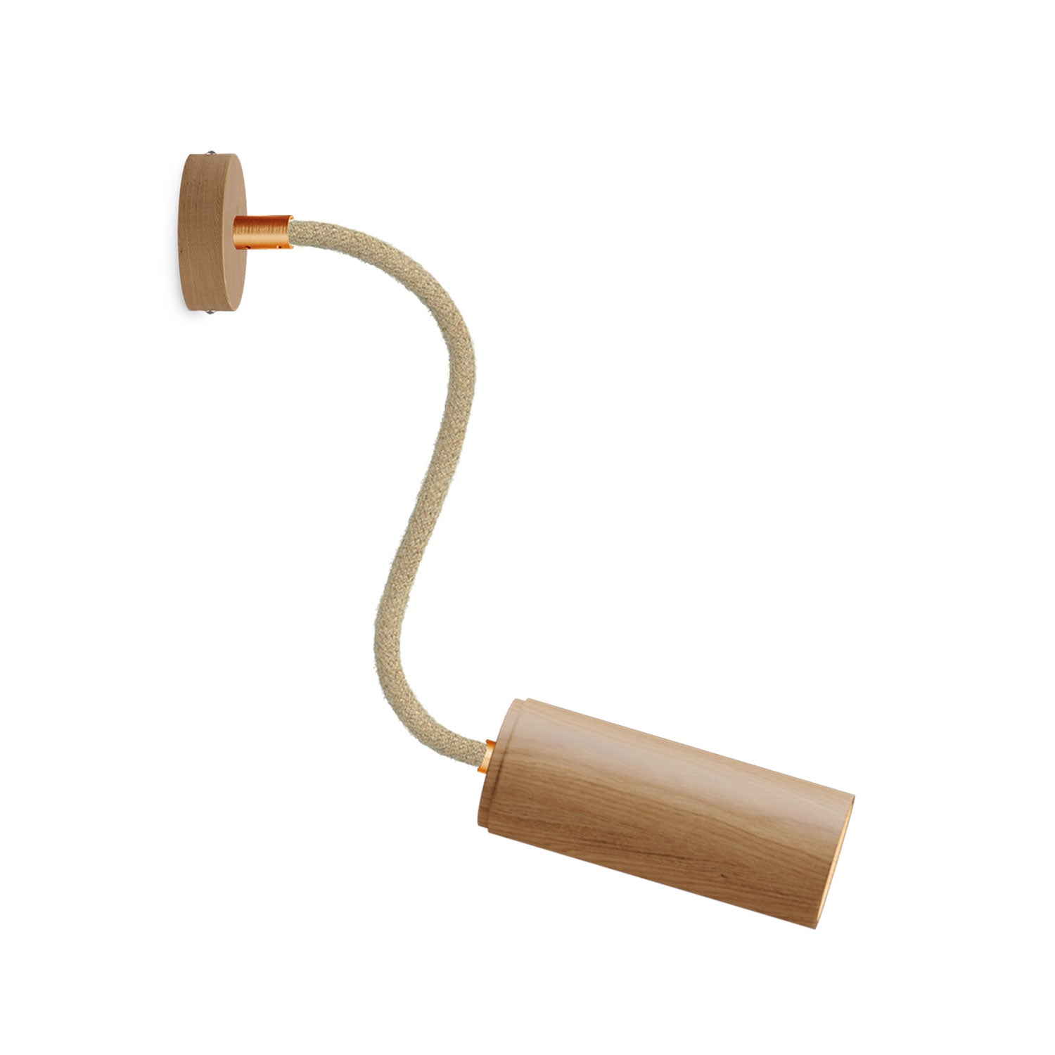 Lampada Fermaluce Flex 30 con mini rosone in legno e faretto con paralume Tub-E14 - Neutro