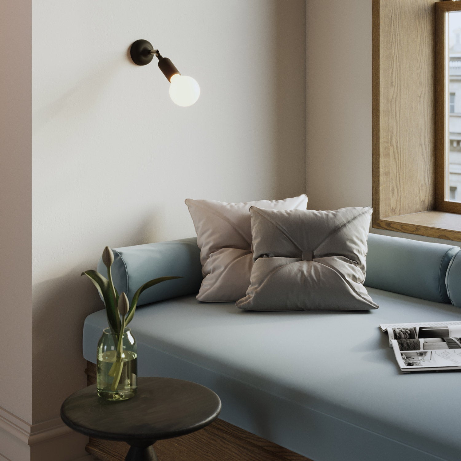 Lampada Fermaluce in silicone con snodo e con interruttore incorporato - Nero