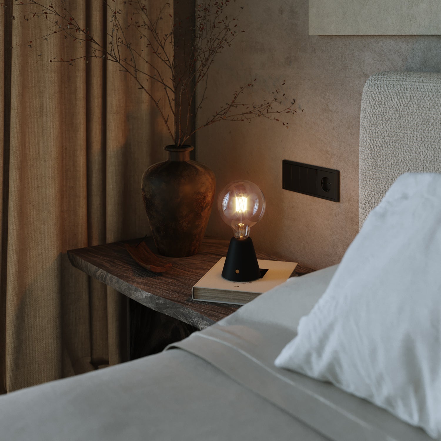 Lampada portatile ricaricabile Cabless01 con lampadina globo G125 - Nero