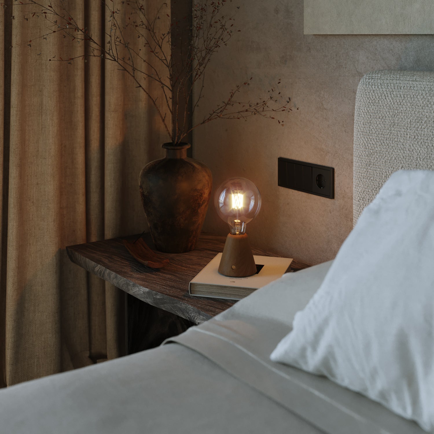 Lampada portatile ricaricabile Cabless01 con lampadina globo G125 - Neutro verniciato