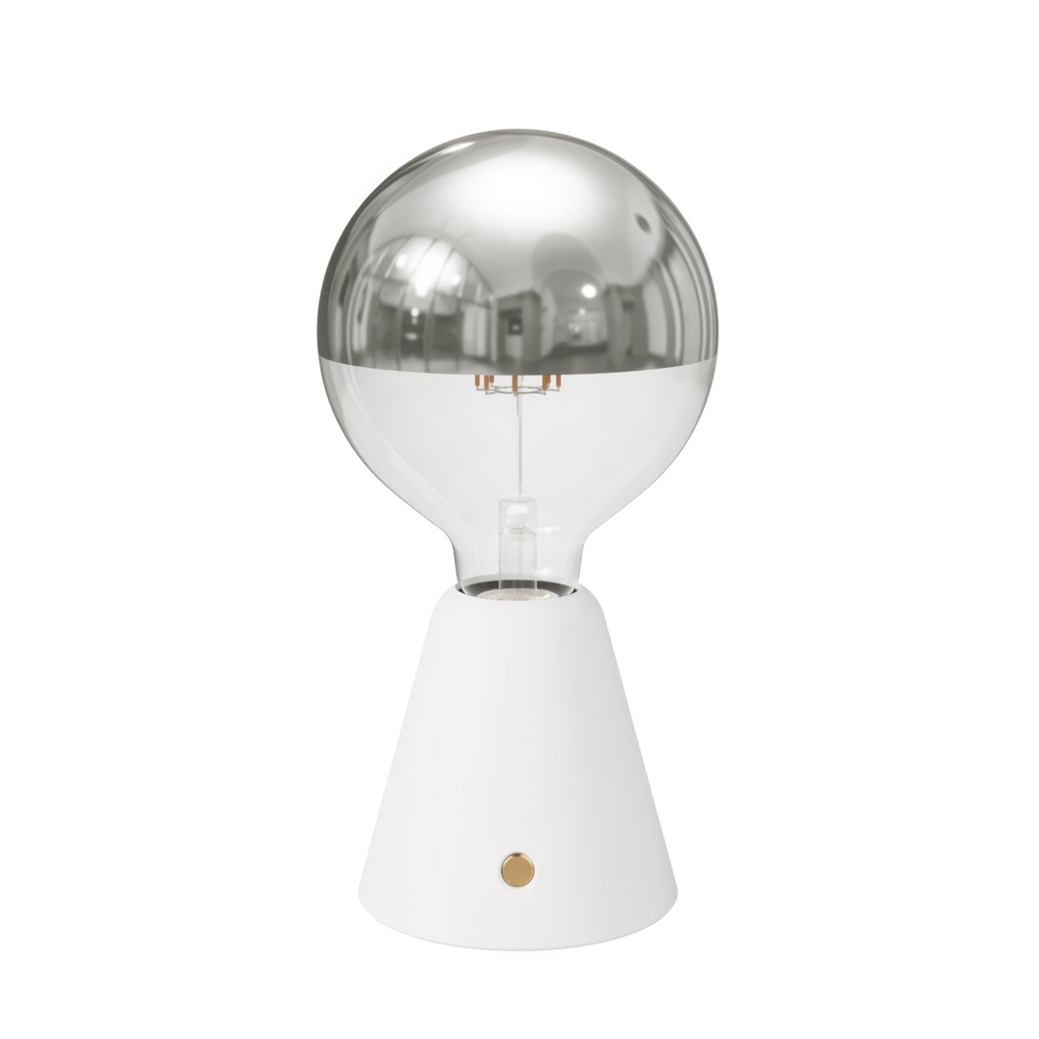 Lampada portatile ricaricabile Cabless01 con lampadina globo mezza sfera argento - Bianco