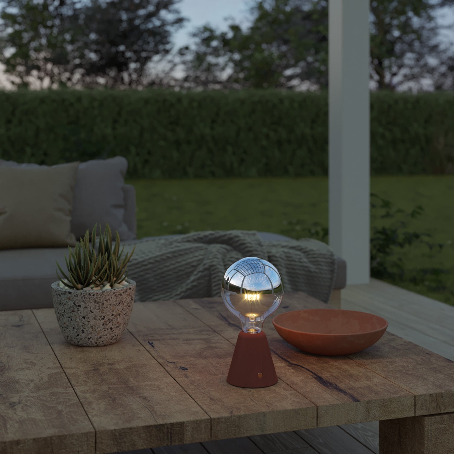 Lampada portatile ricaricabile Cabless01 con lampadina globo mezza sfera argento - Terracotta