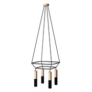 Lampadario 2 Cage a 4 cadute Tub-E14 Doppio - Nero